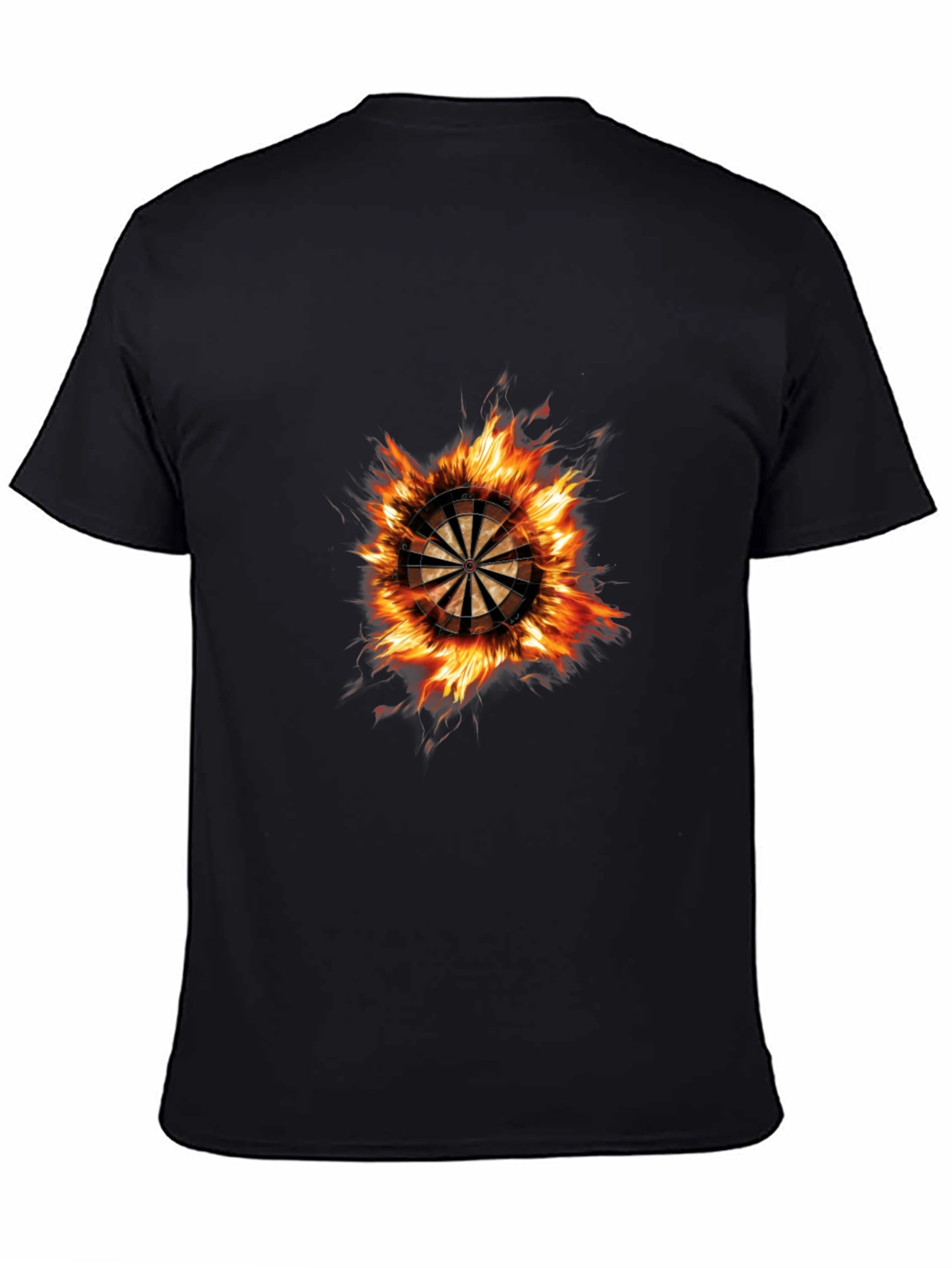 Flaming Dartboard Graphic Tee - Black
