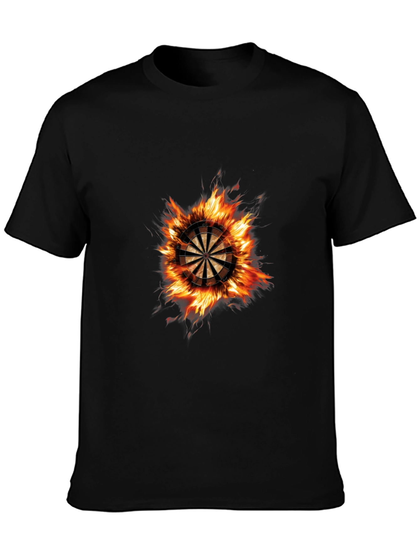 Flaming Dartboard Graphic Tee - Black