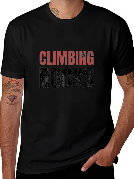 Climbing Rocks Graphic Tee - Sporty Black T-Shirt