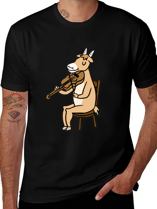Goat Playing Violin Graphic Tee - Black