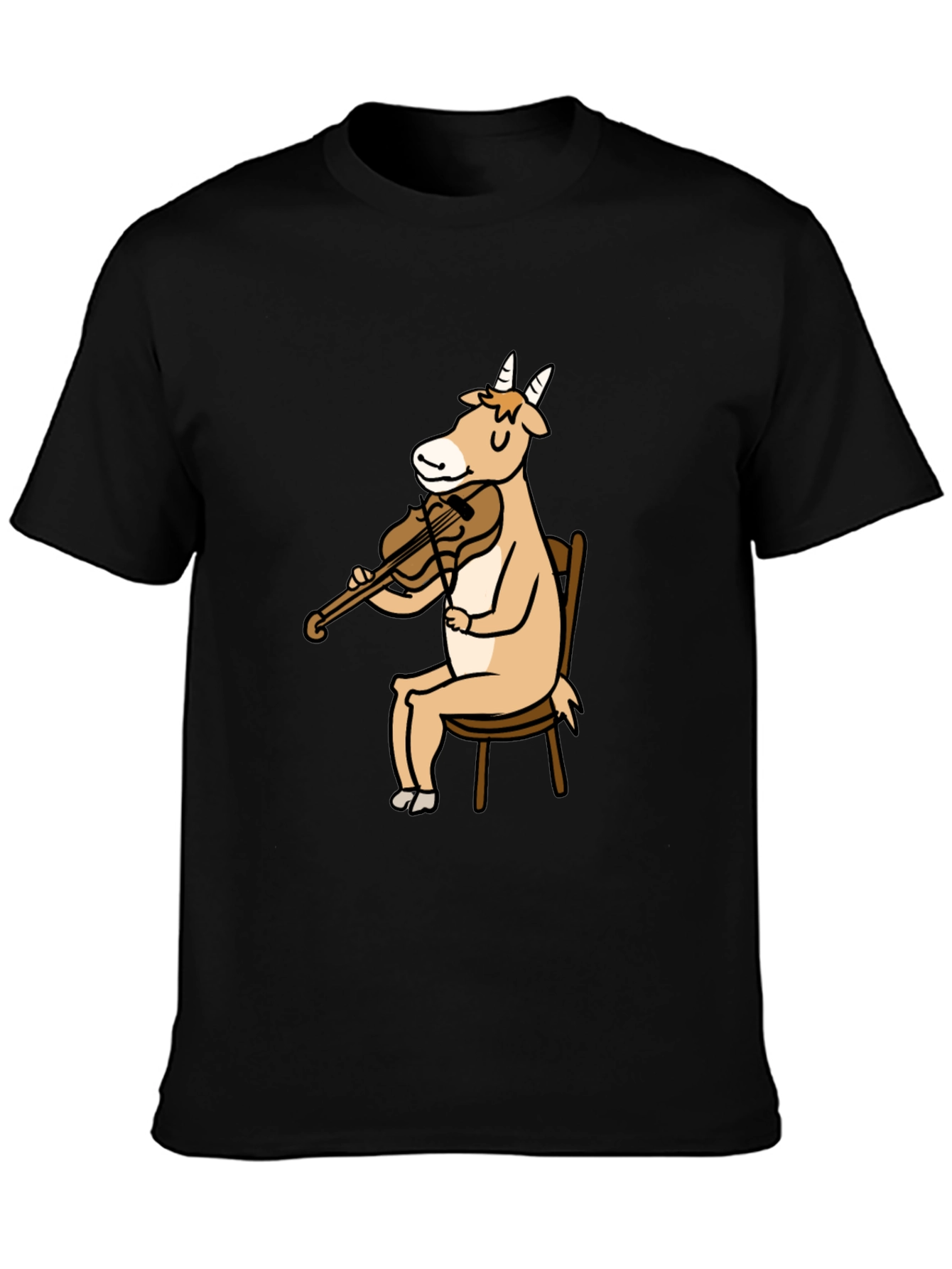 Goat Playing Violin Graphic Tee - Black