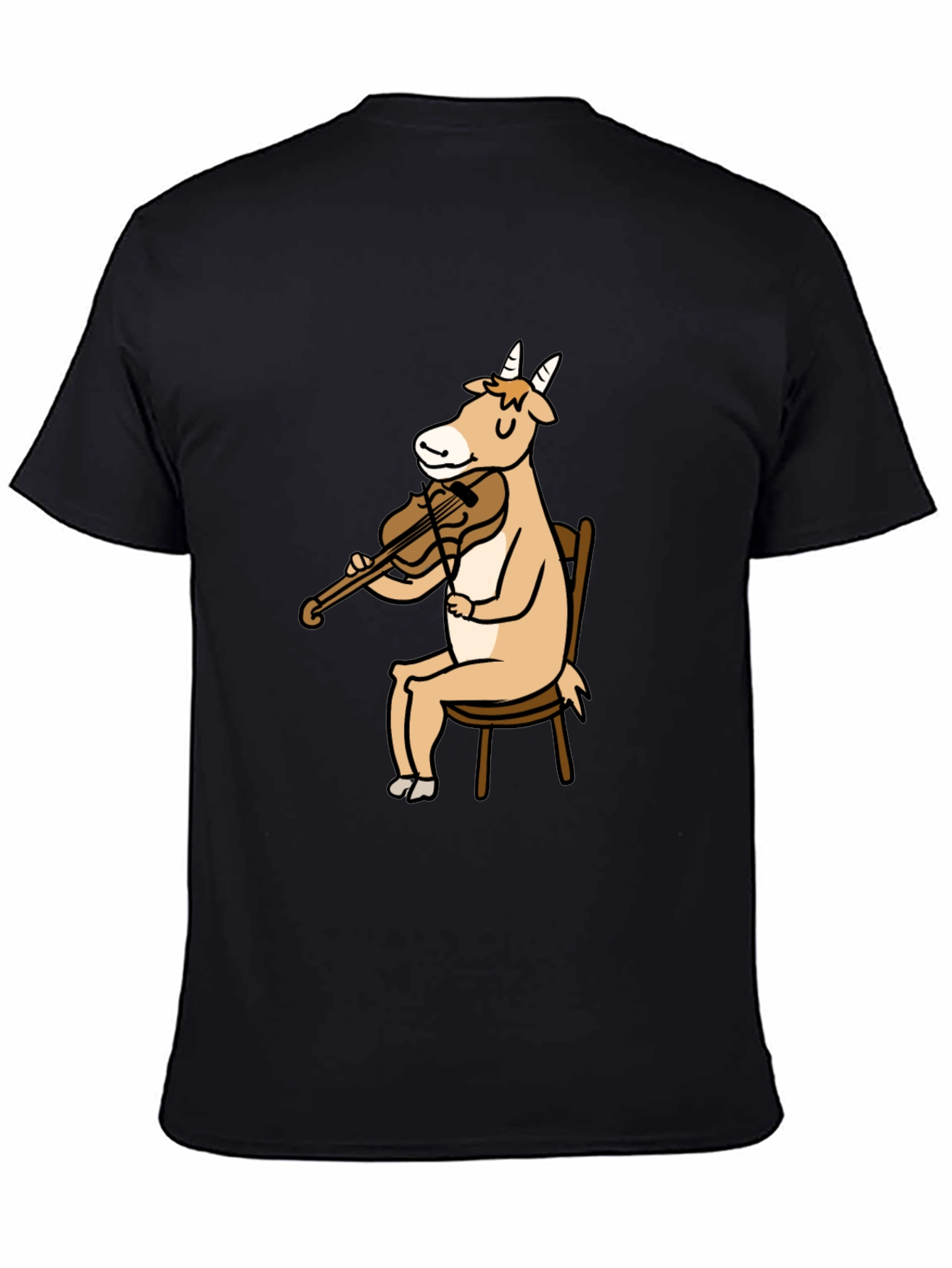 Goat Playing Violin Graphic Tee - Black