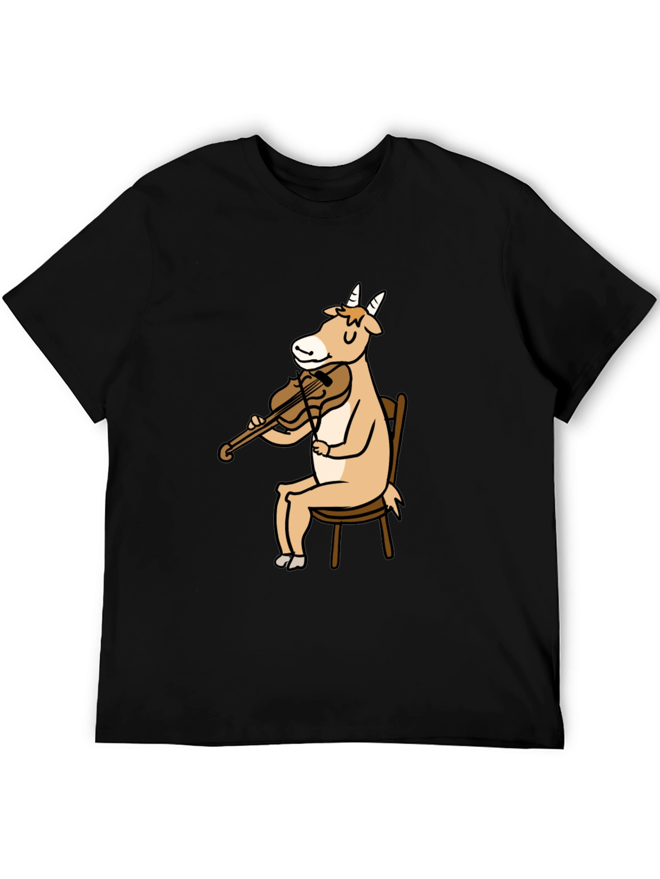 Goat Playing Violin Graphic Tee - Black