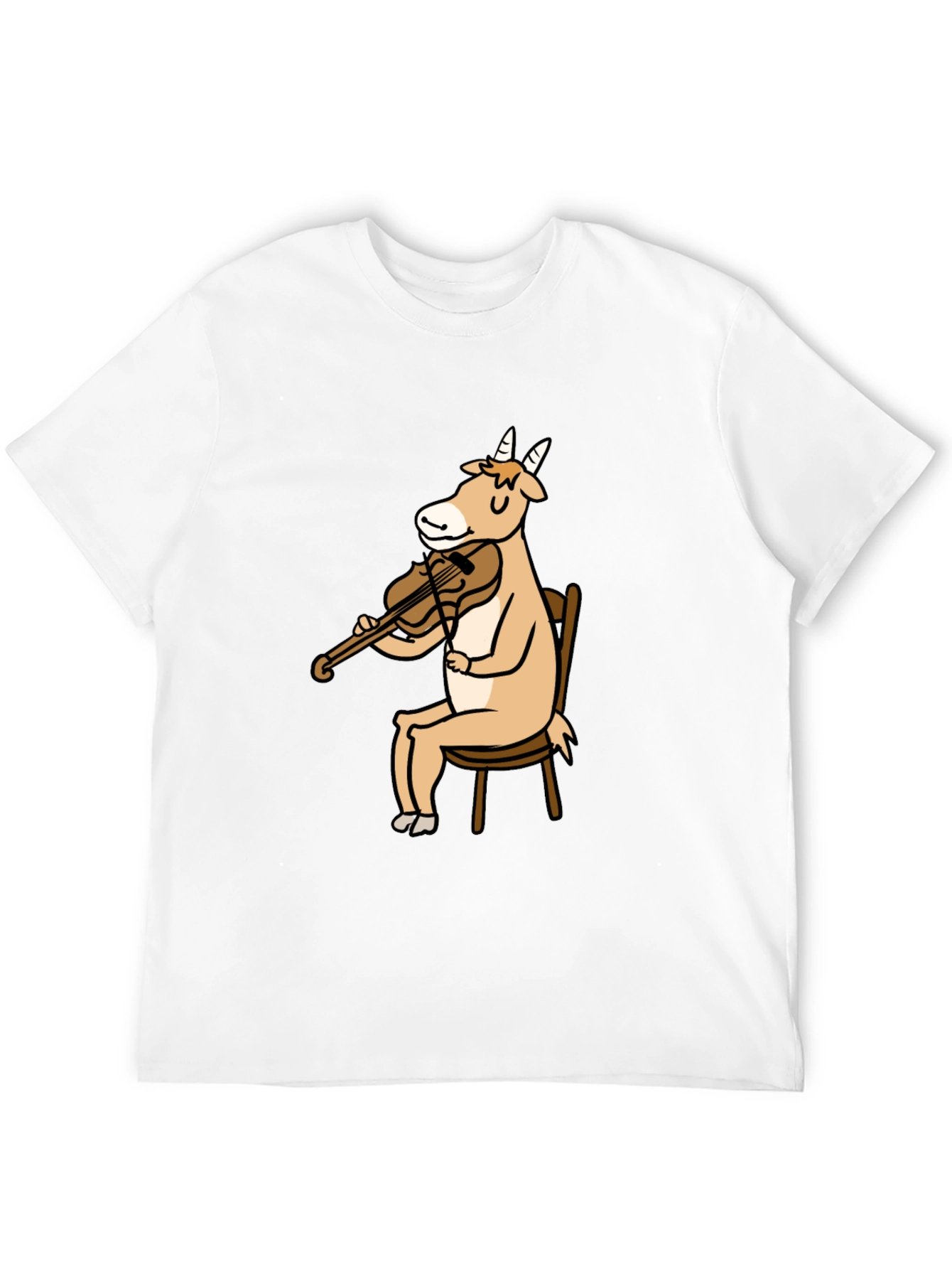 Goat Playing Violin Graphic Tee - Black