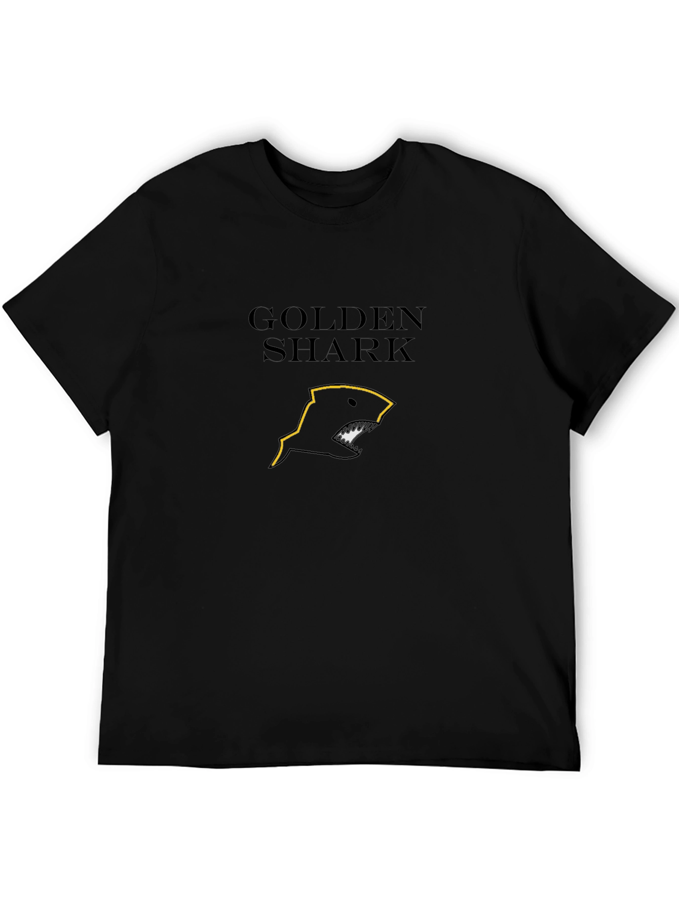 Golden Shark Graphic Tee - Sleek Black Cotton