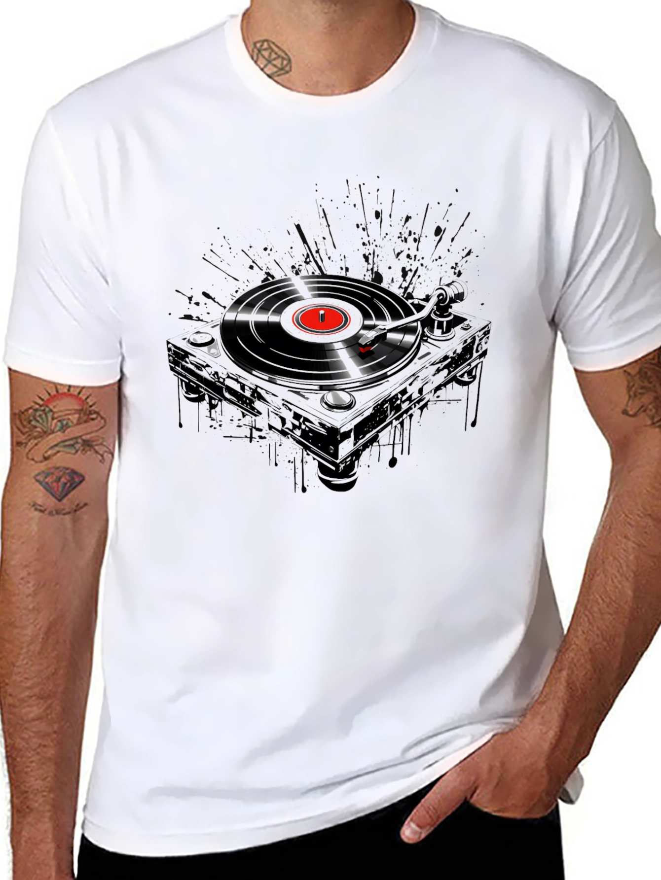 Retro Turntable Graphic T-Shirt - DJ Music Lover Tee