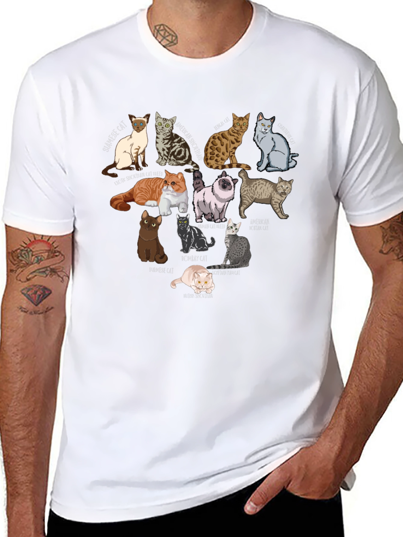 Cat Breeds Graphic T-Shirt - Unisex Black Tee