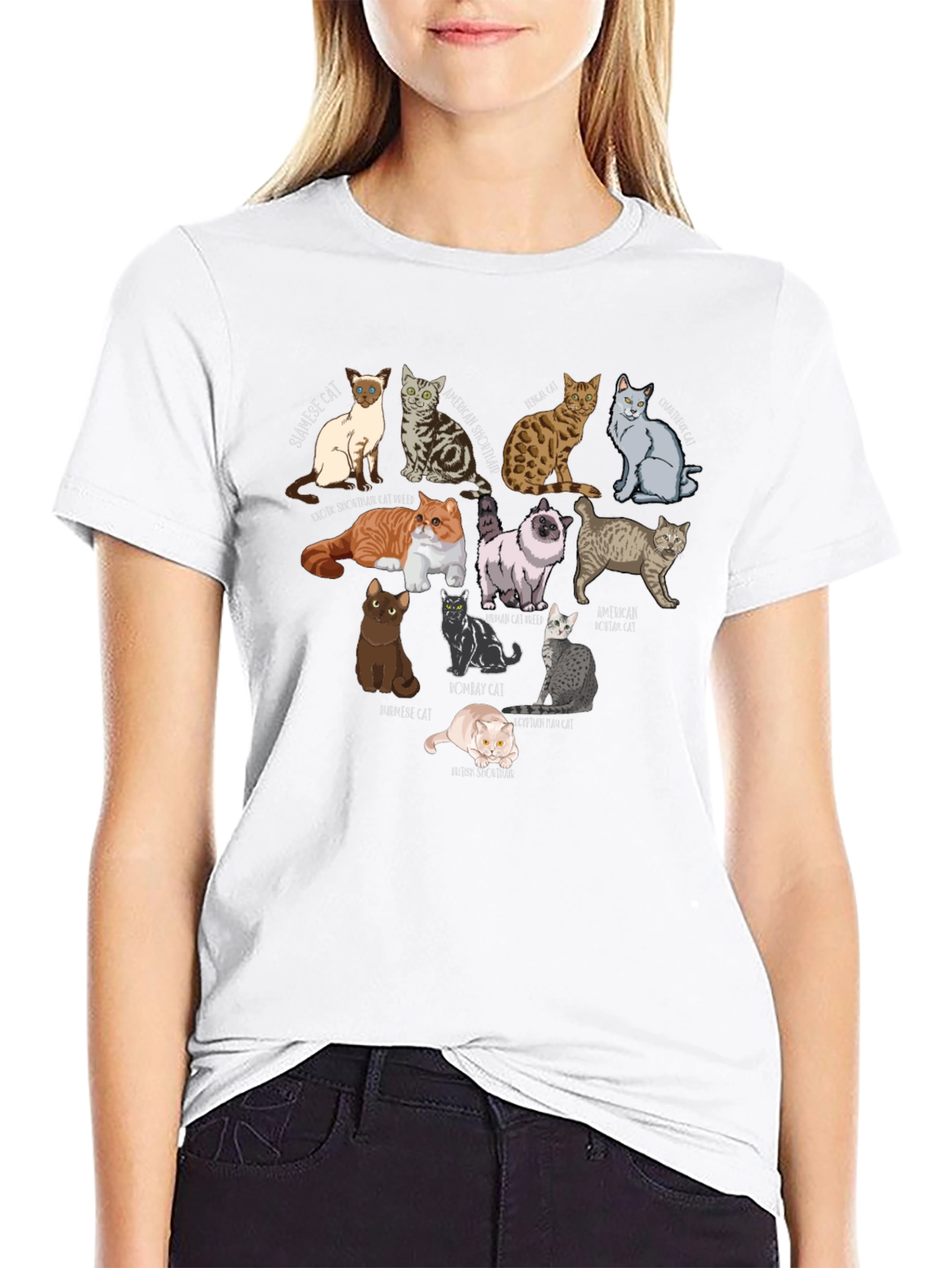 Cat Breeds Graphic T-Shirt - Unisex Black Tee