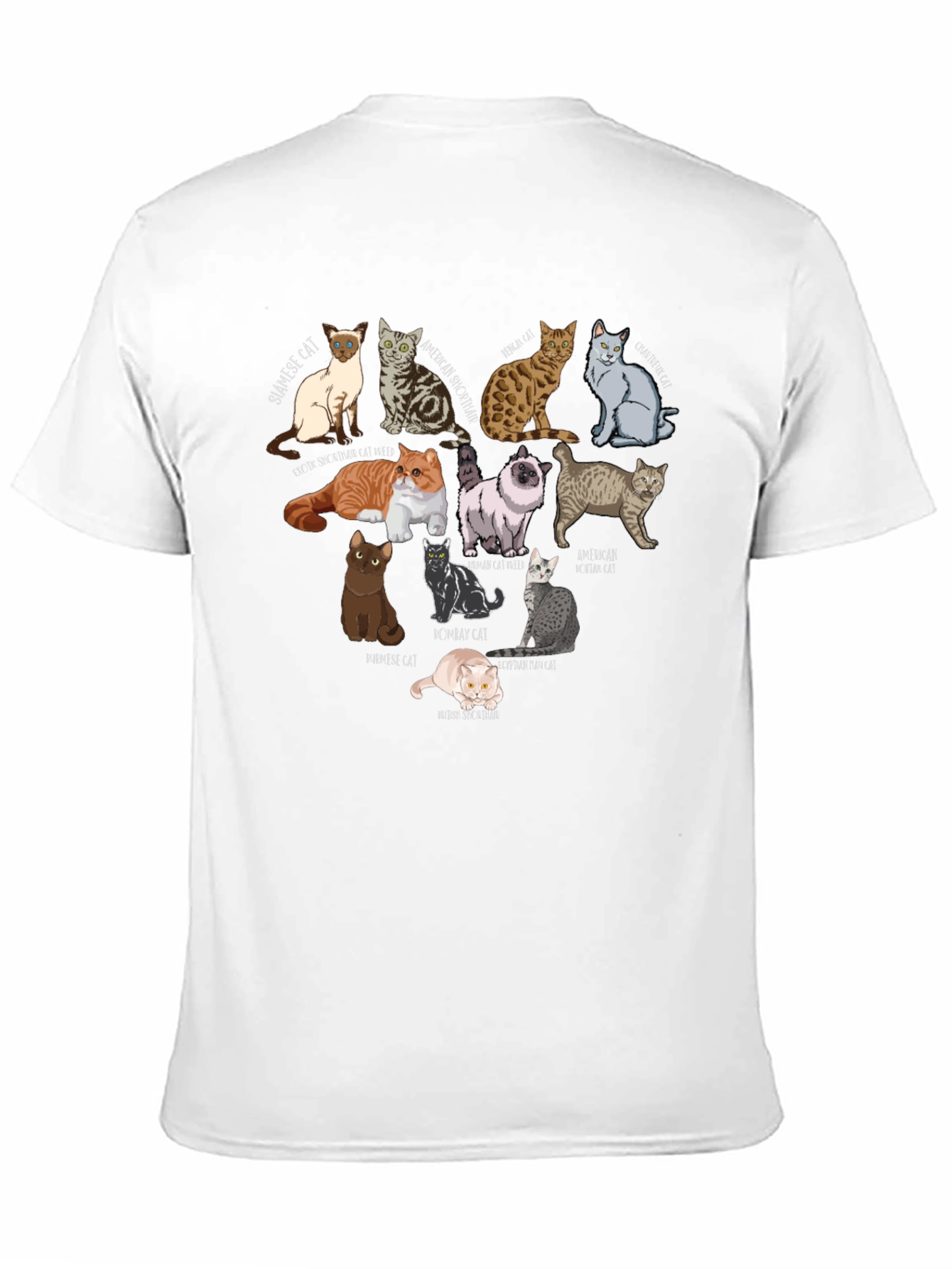 Cat Breeds Graphic T-Shirt - Unisex Black Tee
