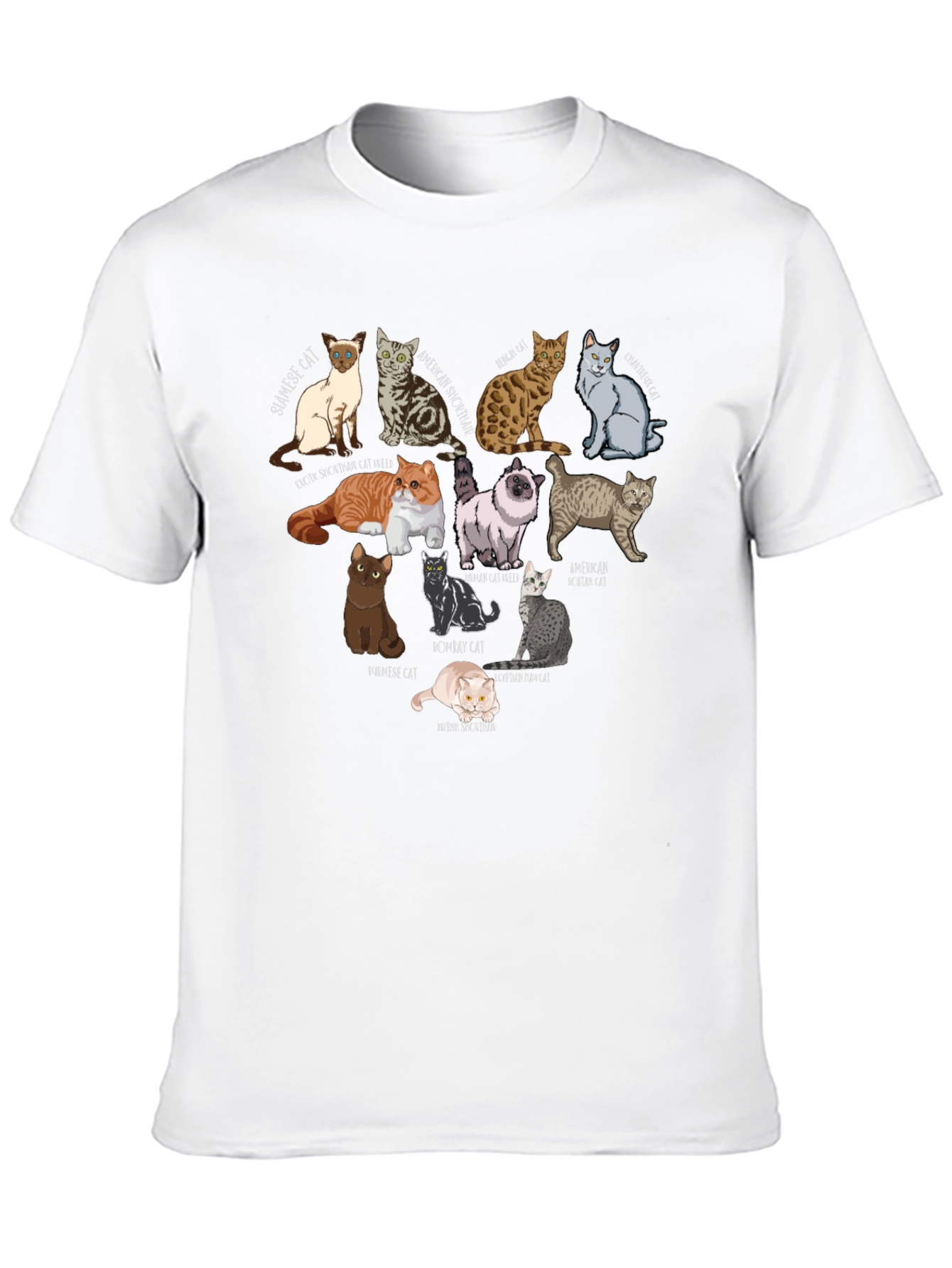 Cat Breeds Graphic T-Shirt - Unisex Black Tee