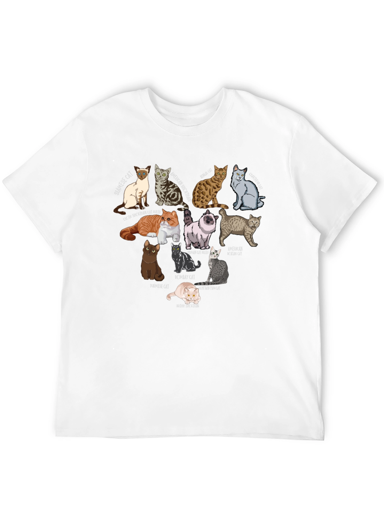 Cat Breeds Graphic T-Shirt - Unisex Black Tee