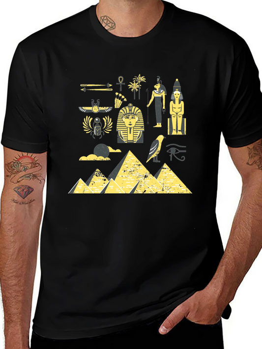 Egyptian Print Black T-Shirt