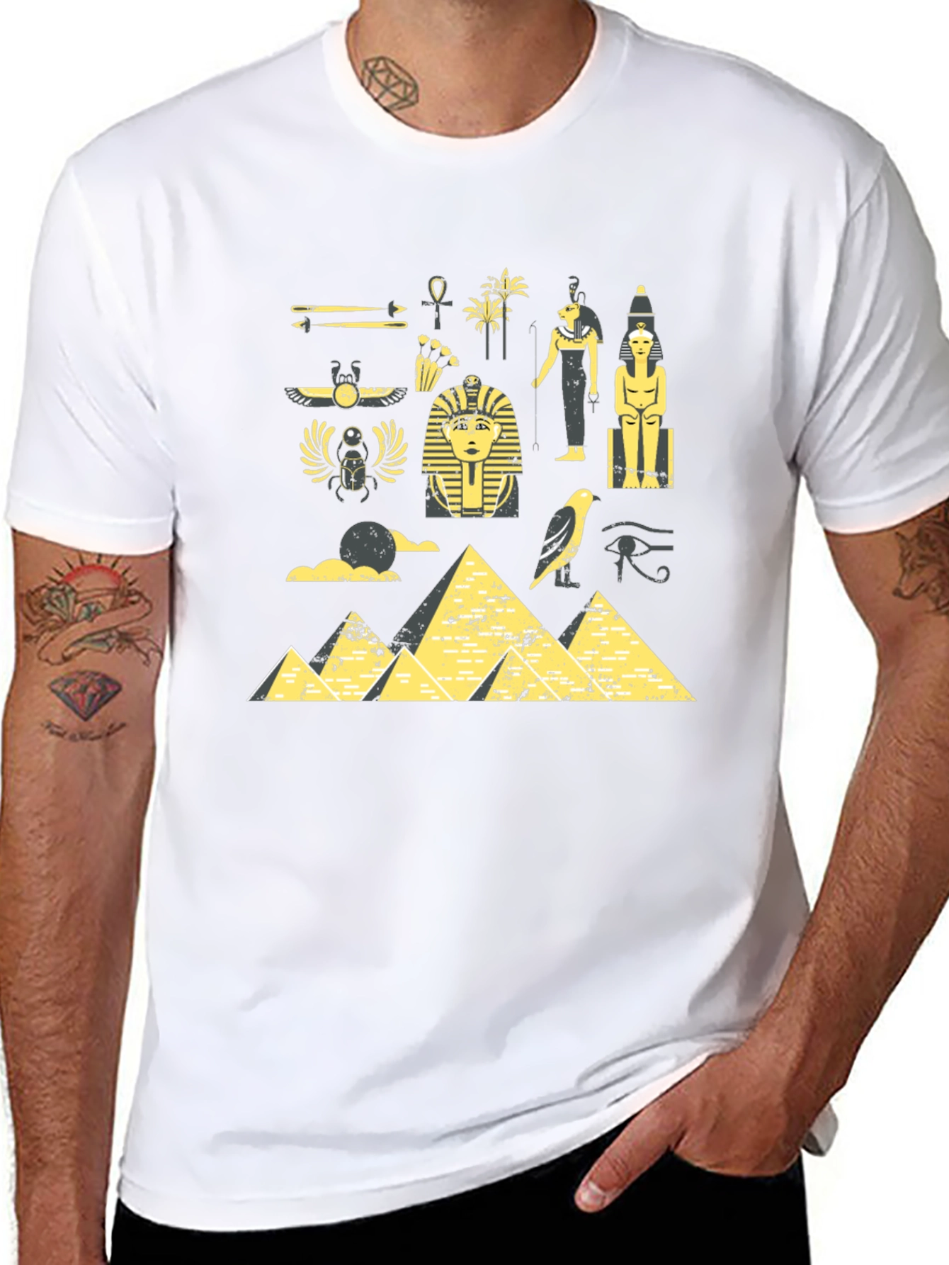 Egyptian Print Black T-Shirt