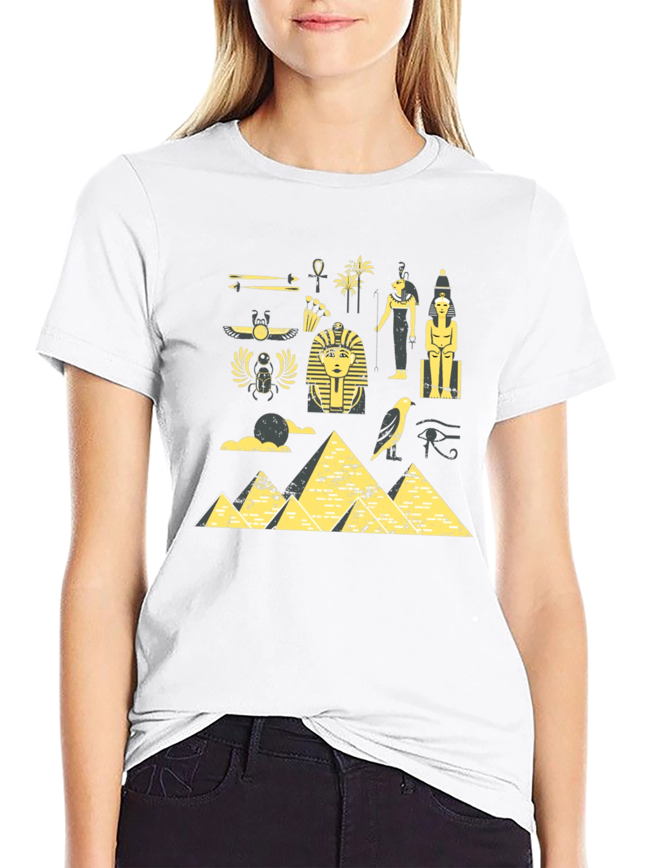 Egyptian Print Black T-Shirt