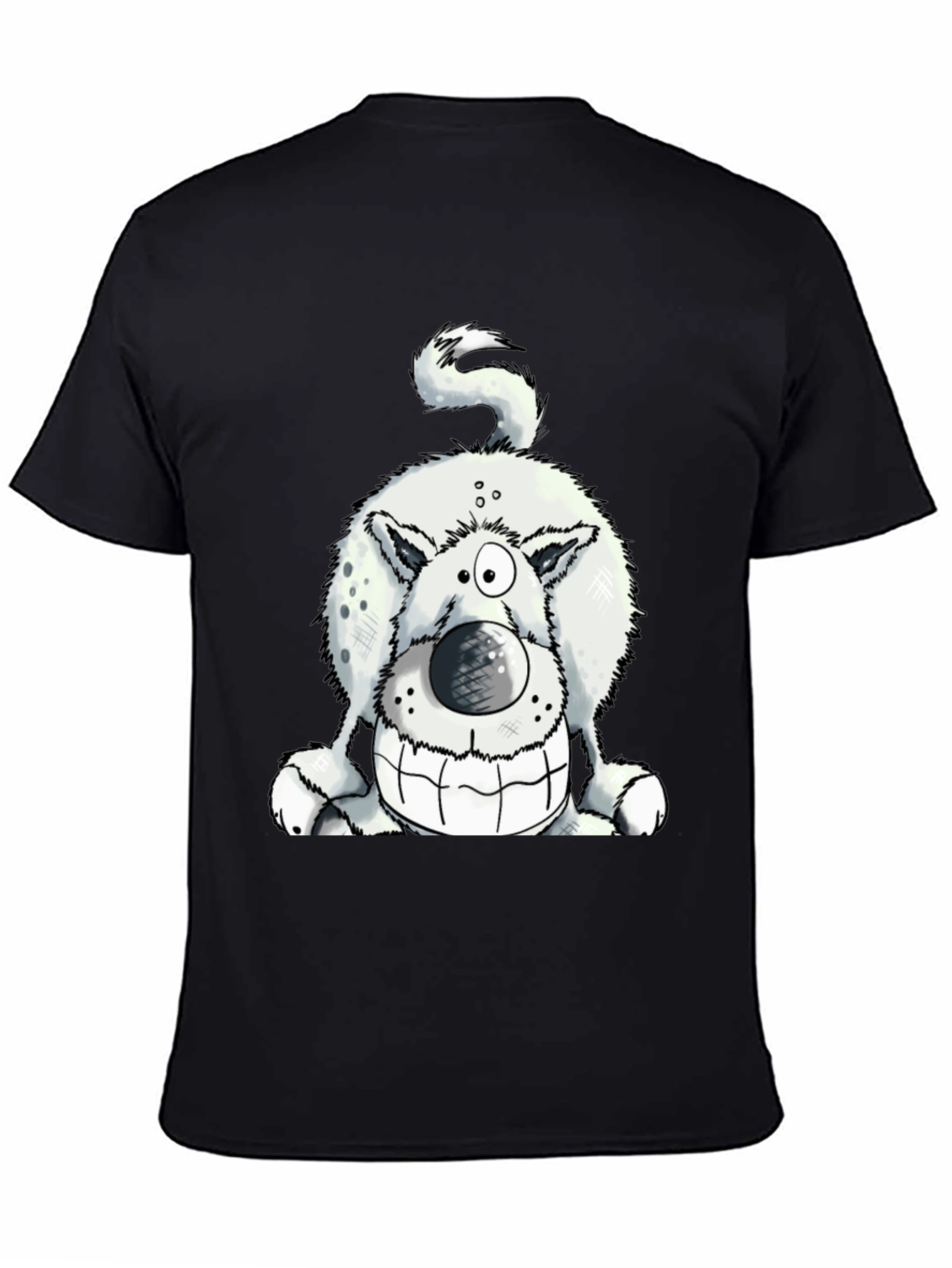 Funny Dog Graphic Tee - Black Cotton T-Shirt