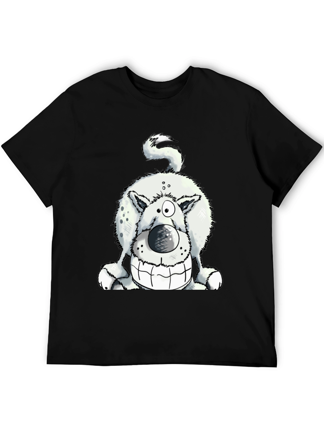 Funny Dog Graphic Tee - Black Cotton T-Shirt