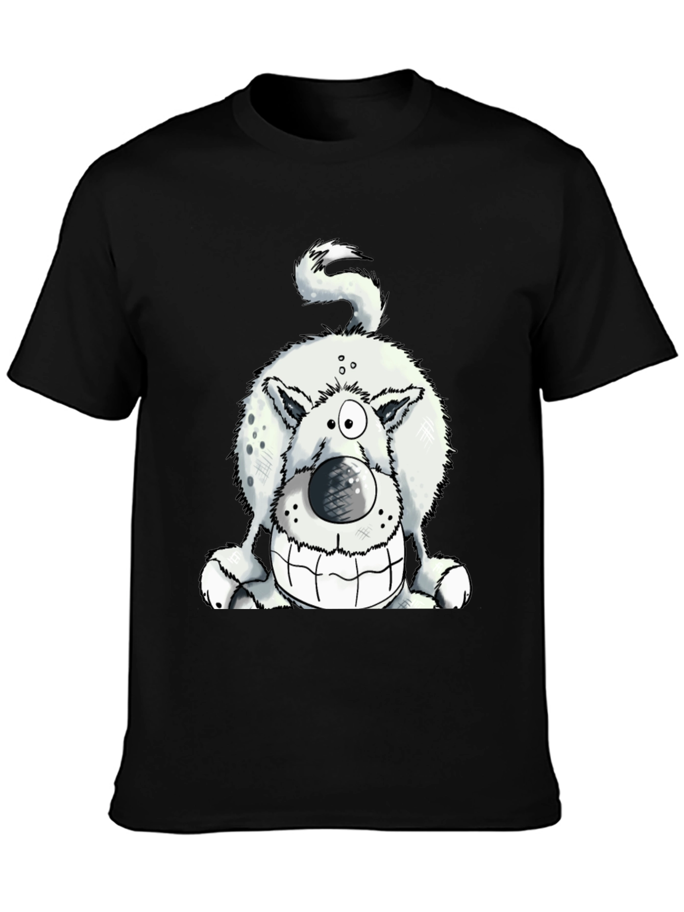 Funny Dog Graphic Tee - Black Cotton T-Shirt