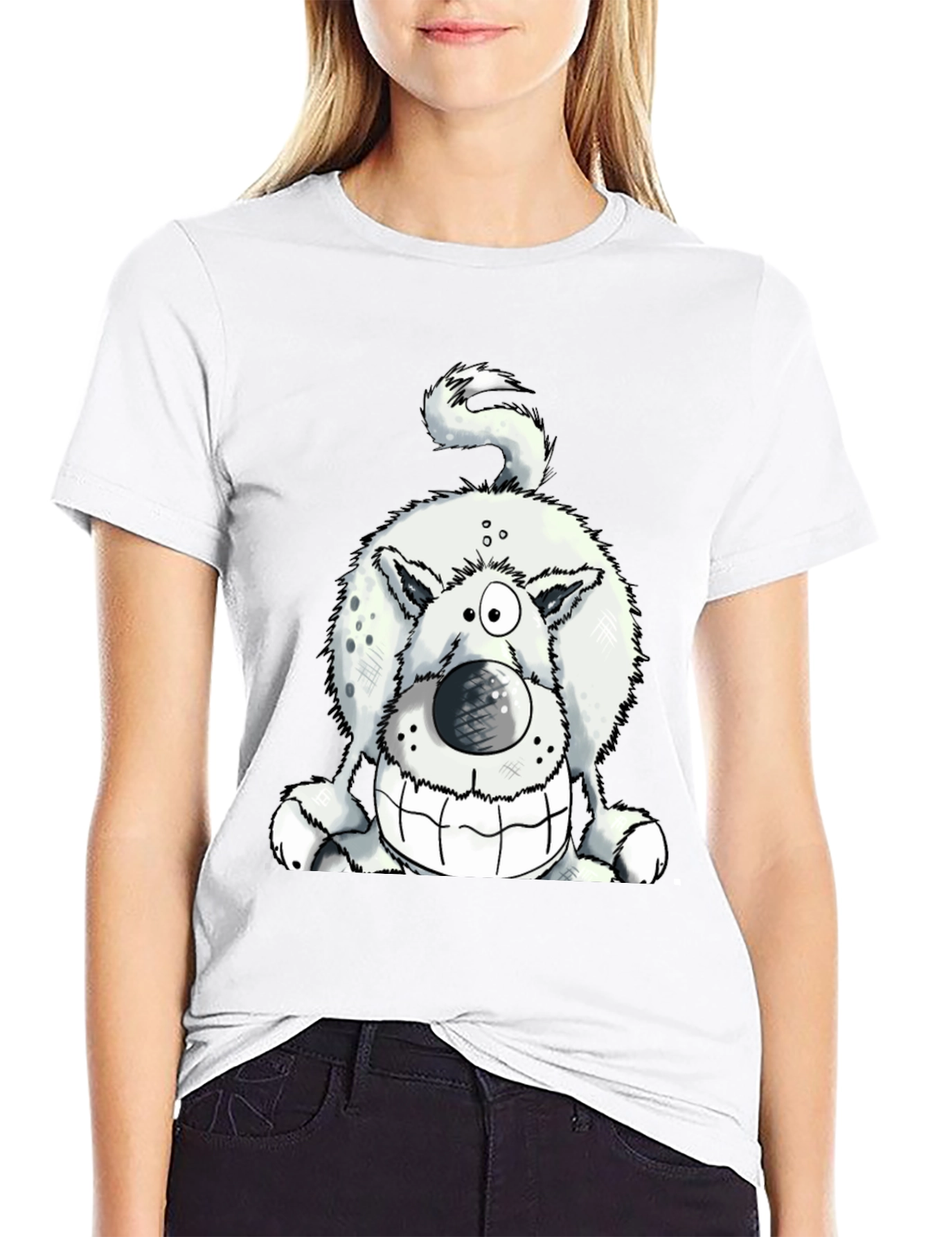 Funny Dog Graphic Tee - Black Cotton T-Shirt