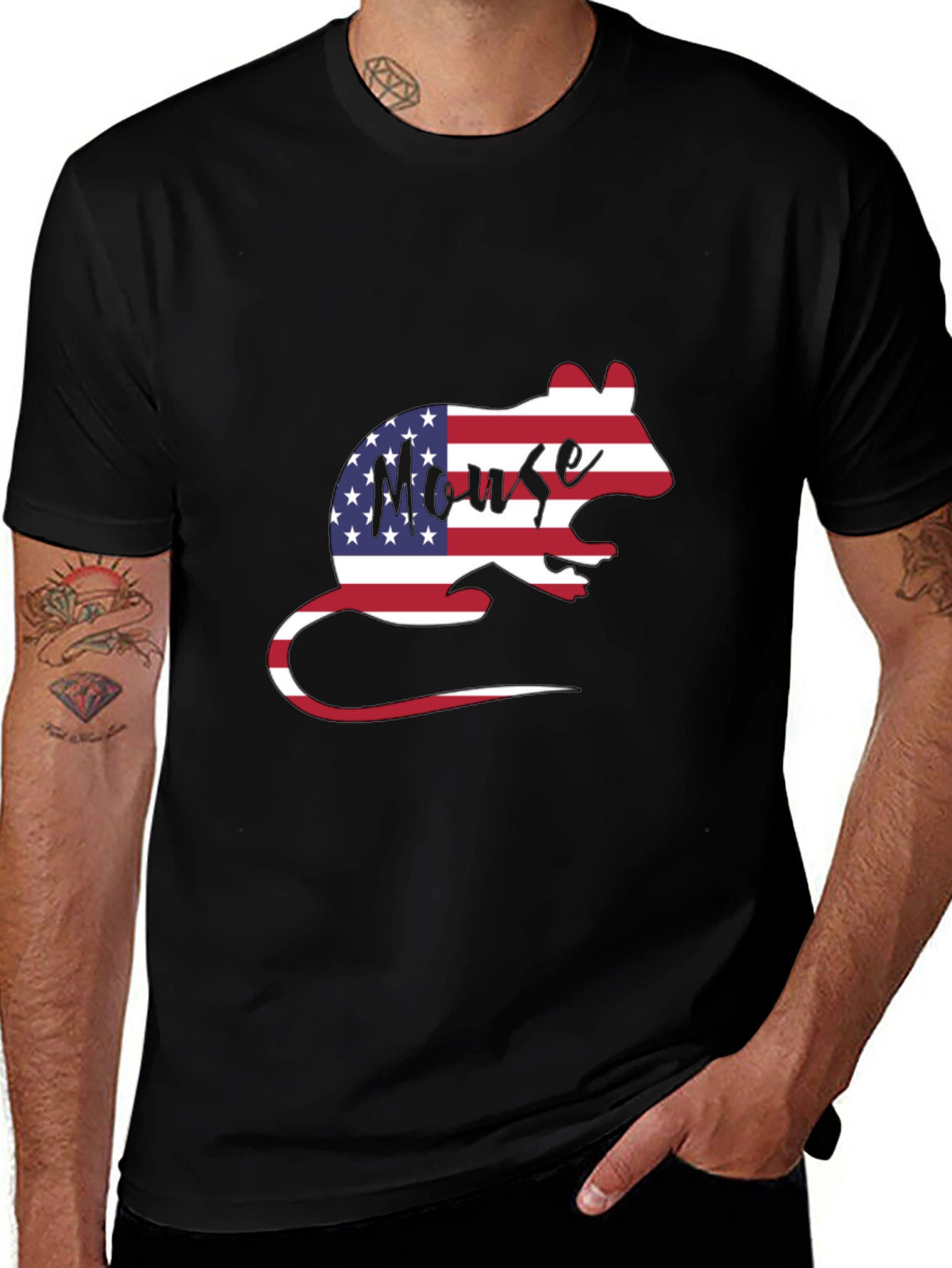 USA Flag Mouse Graphic T-Shirt