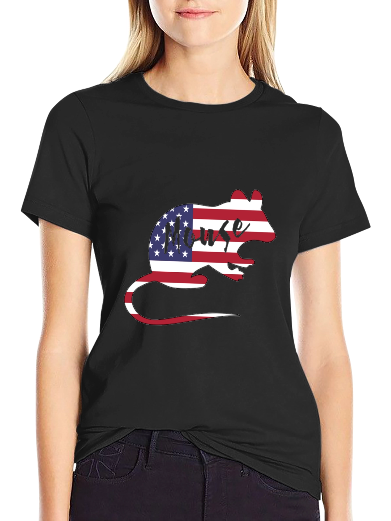 USA Flag Mouse Graphic T-Shirt
