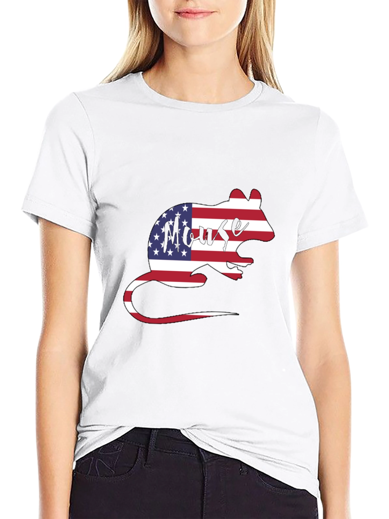 USA Flag Mouse Graphic T-Shirt