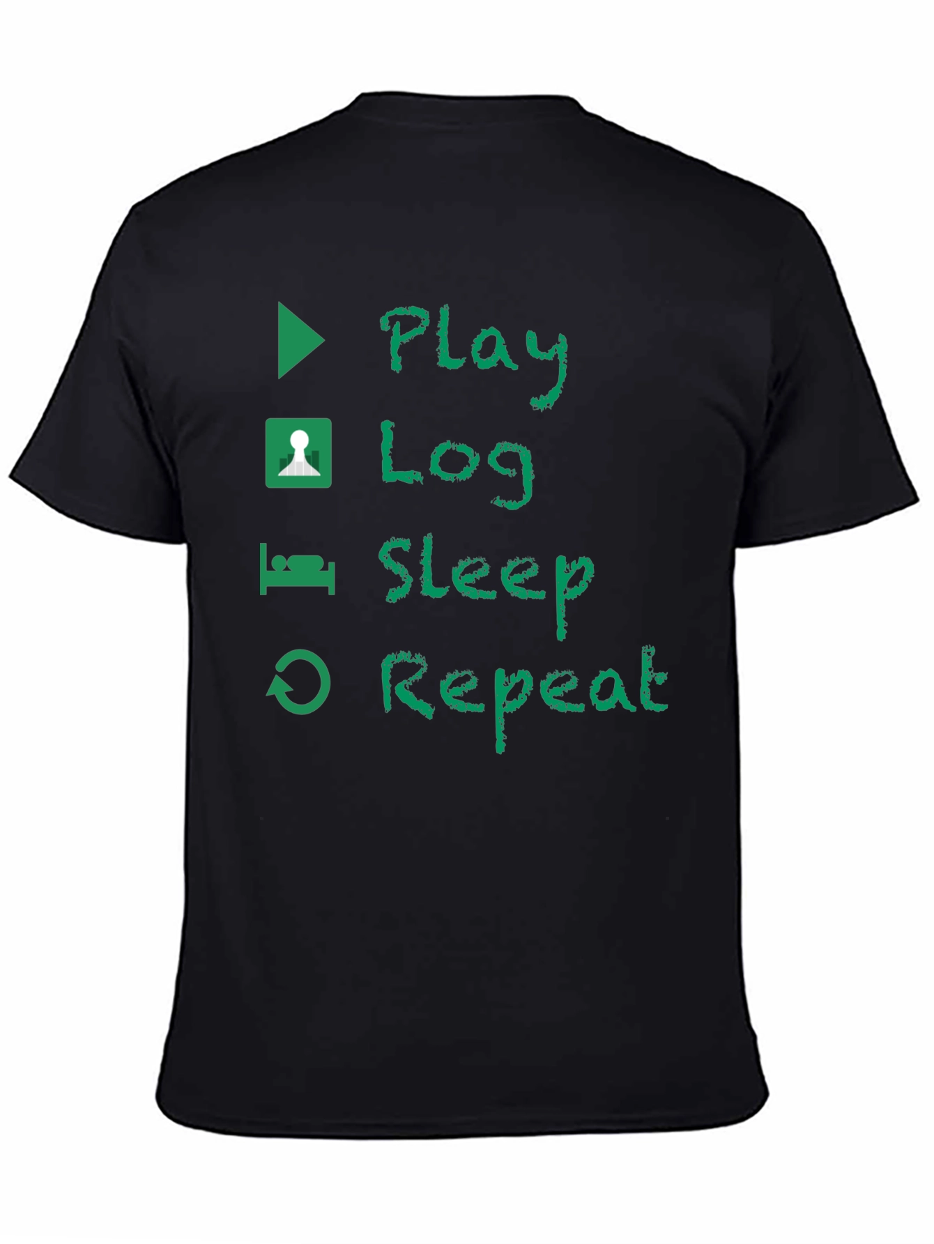 Play Log Sleep Repeat Black T-Shirt