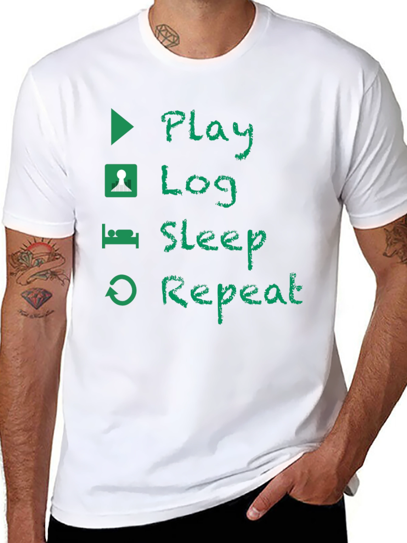 Play Log Sleep Repeat Black T-Shirt