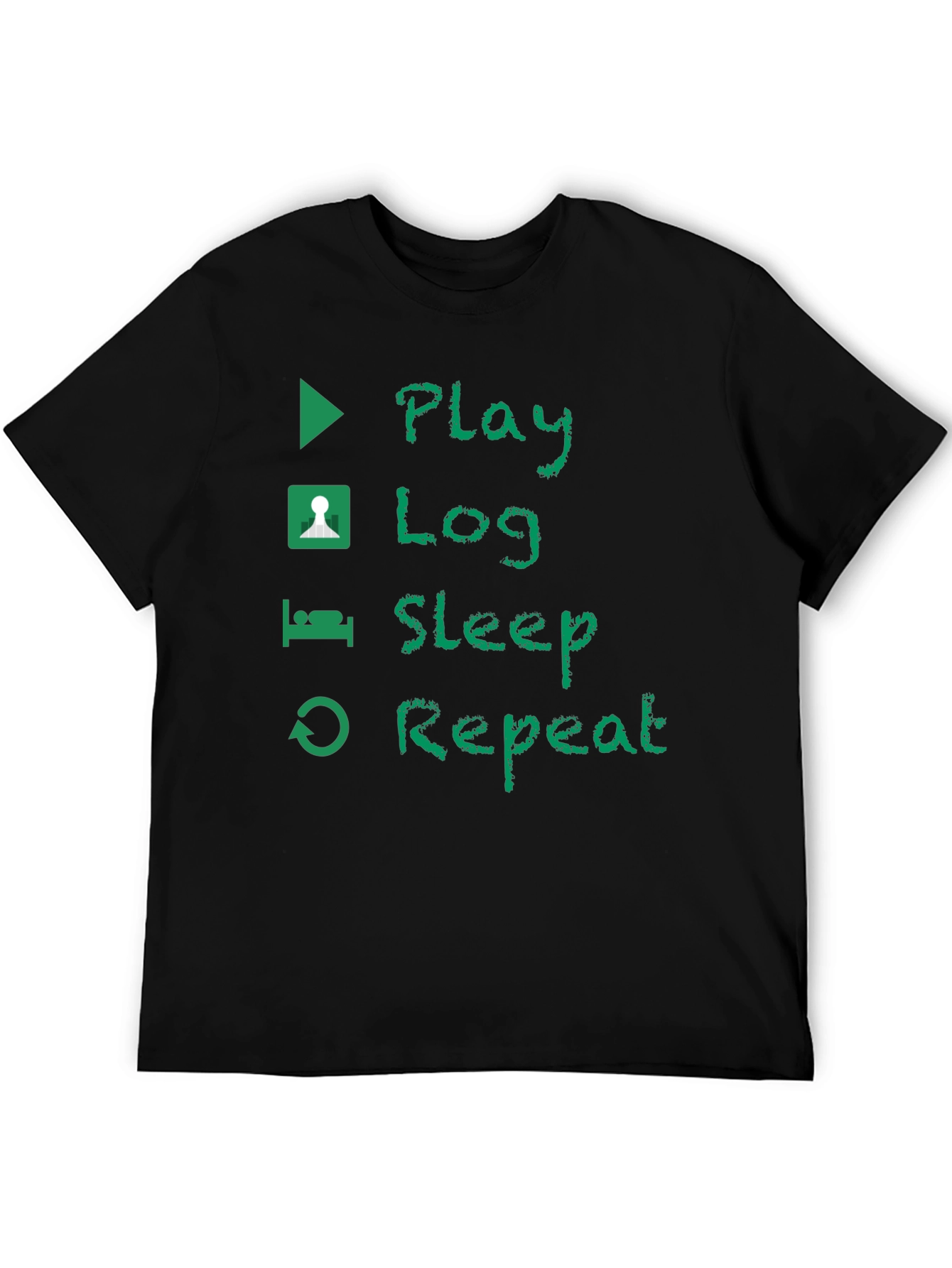 Play Log Sleep Repeat Black T-Shirt