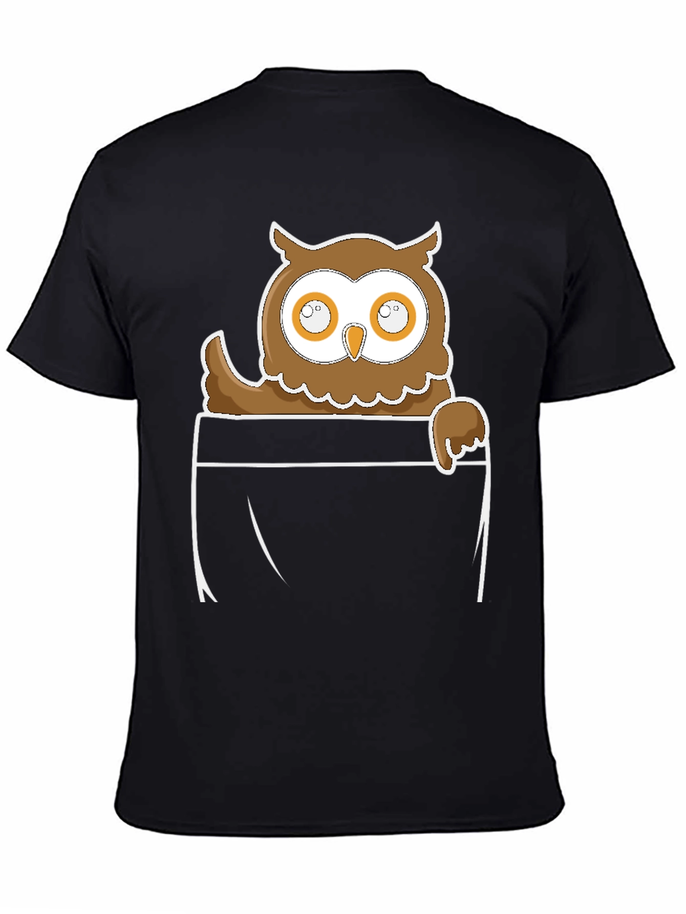 Owl in Pocket Graphic Tee - Black Cotton Blend