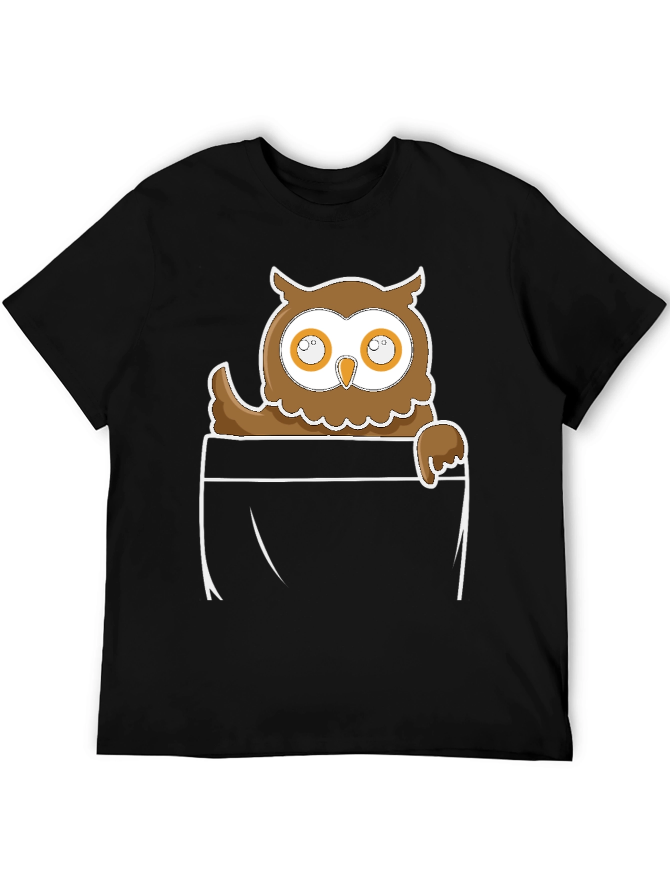 Owl in Pocket Graphic Tee - Black Cotton Blend