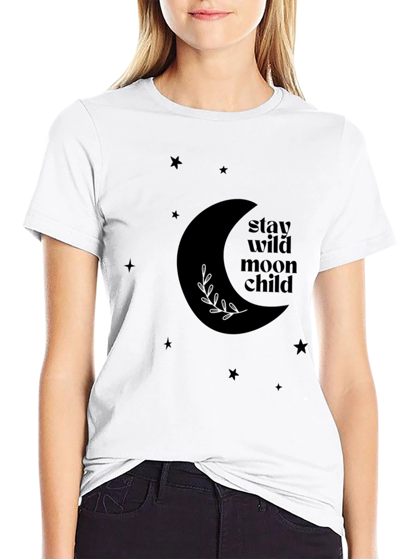 Stay Wild Moon Child Black Graphic Tee