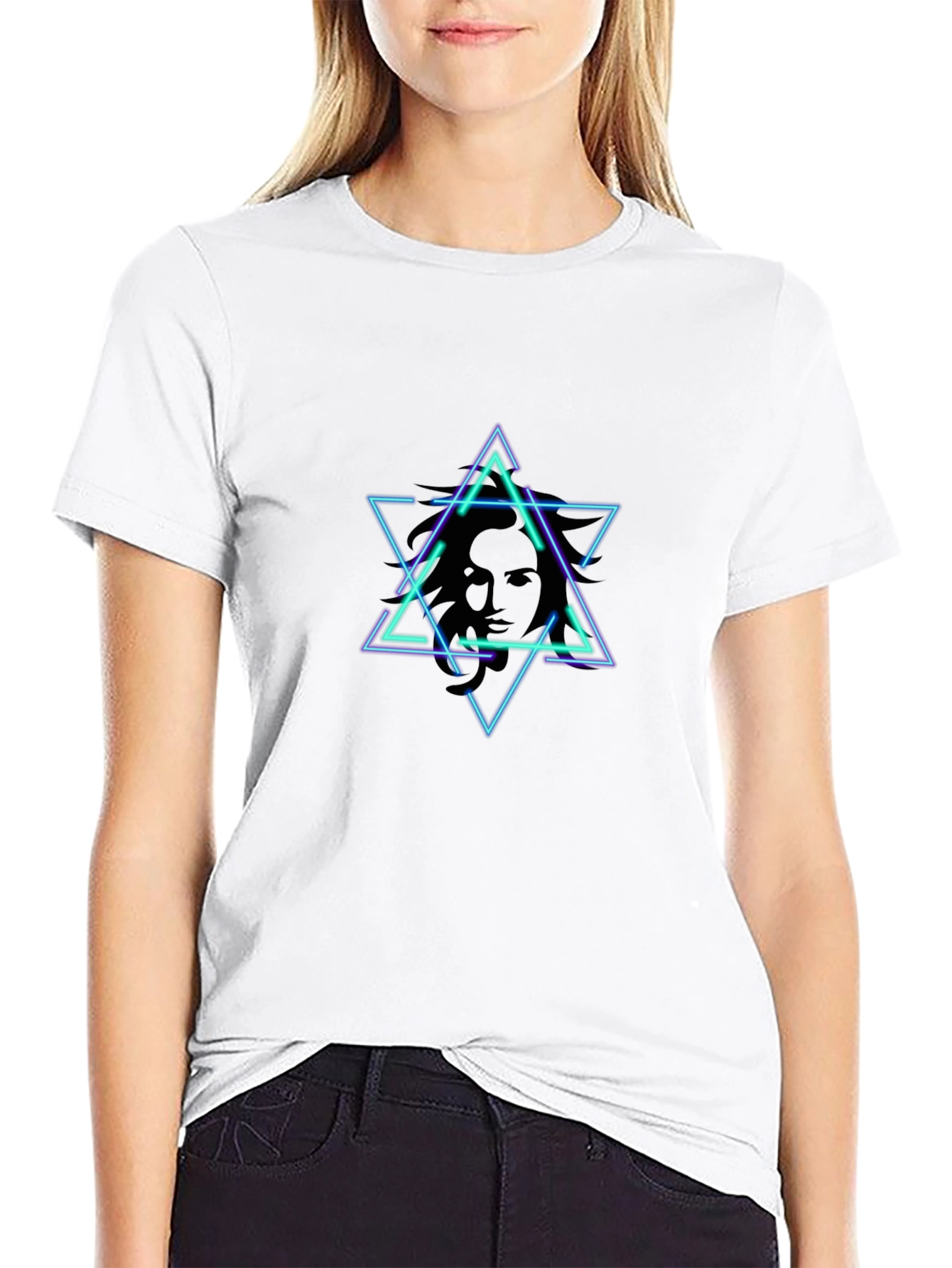 Geometric Star Face T-Shirt - Edgy Design