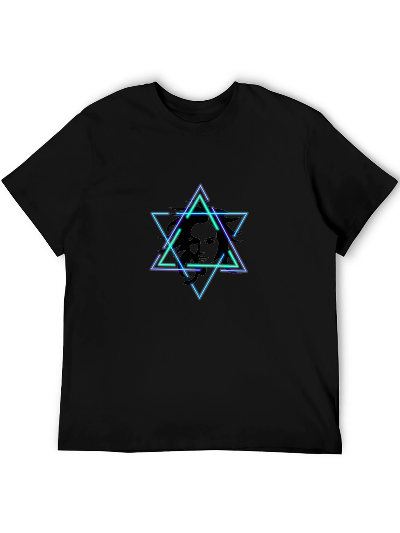 Geometric Star Face T-Shirt - Edgy Design