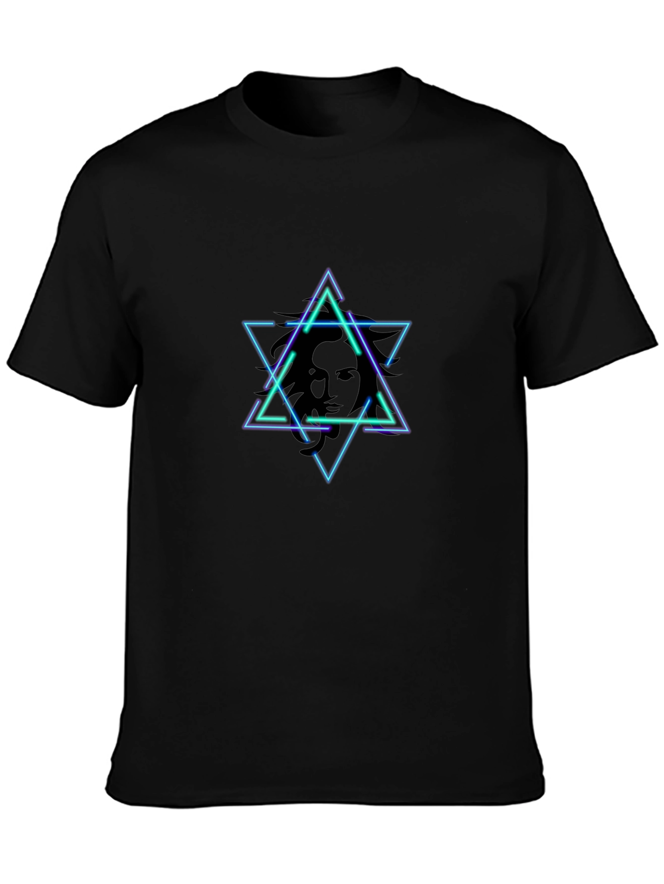 Geometric Star Face T-Shirt - Edgy Design