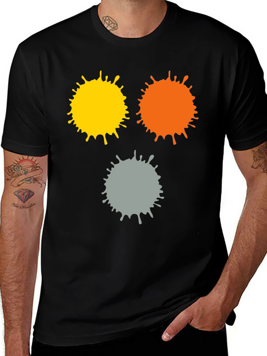 Abstract Splatter Print Black T-Shirt