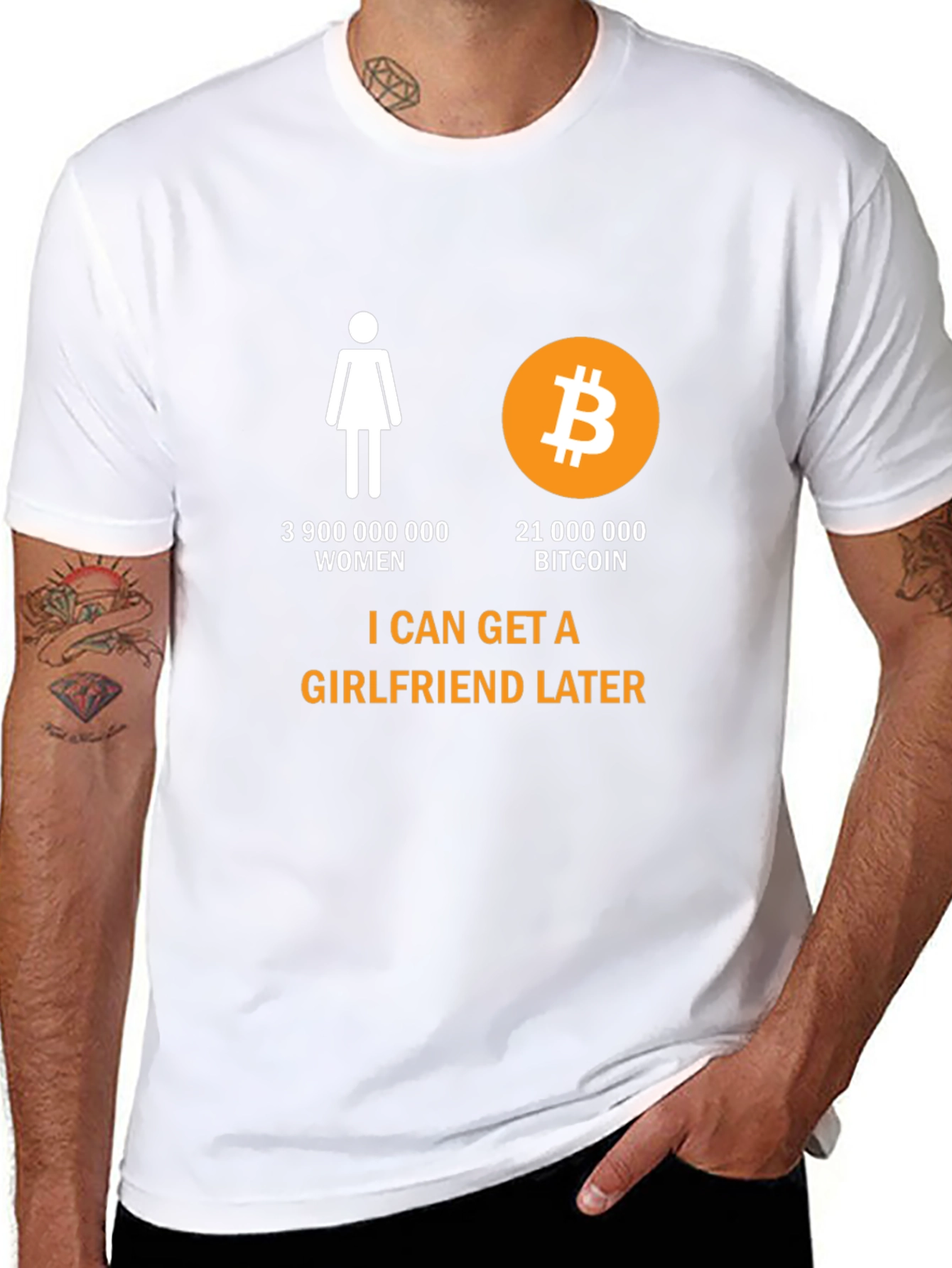 Bitcoin Humor T-Shirt: Girlfriend Later Crypto Tee