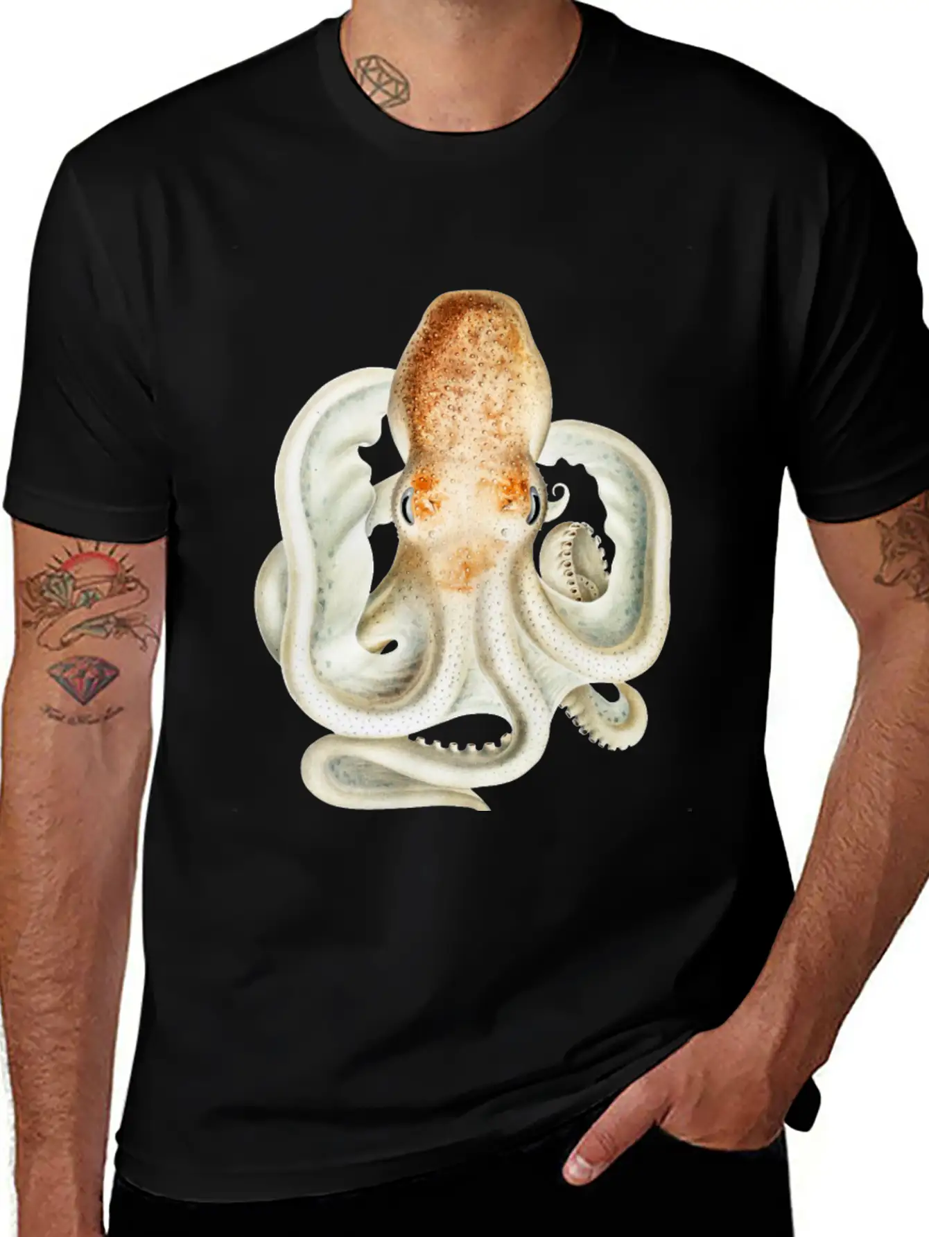 Ghost Octopus Unisex Casual T-Shirt – Clean Design For Daily Comfort