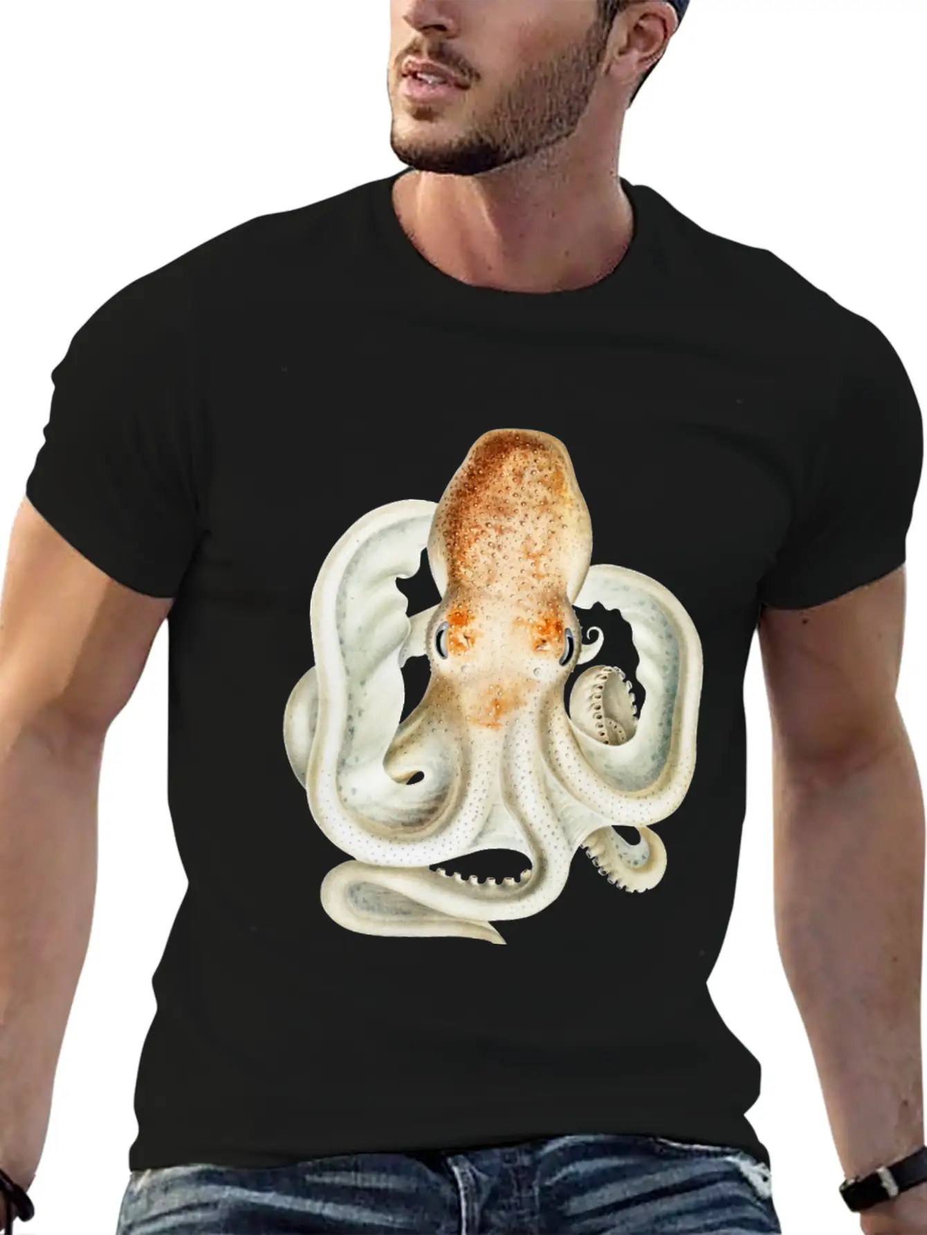 Ghost Octopus Unisex Casual T-Shirt – Clean Design For Daily Comfort