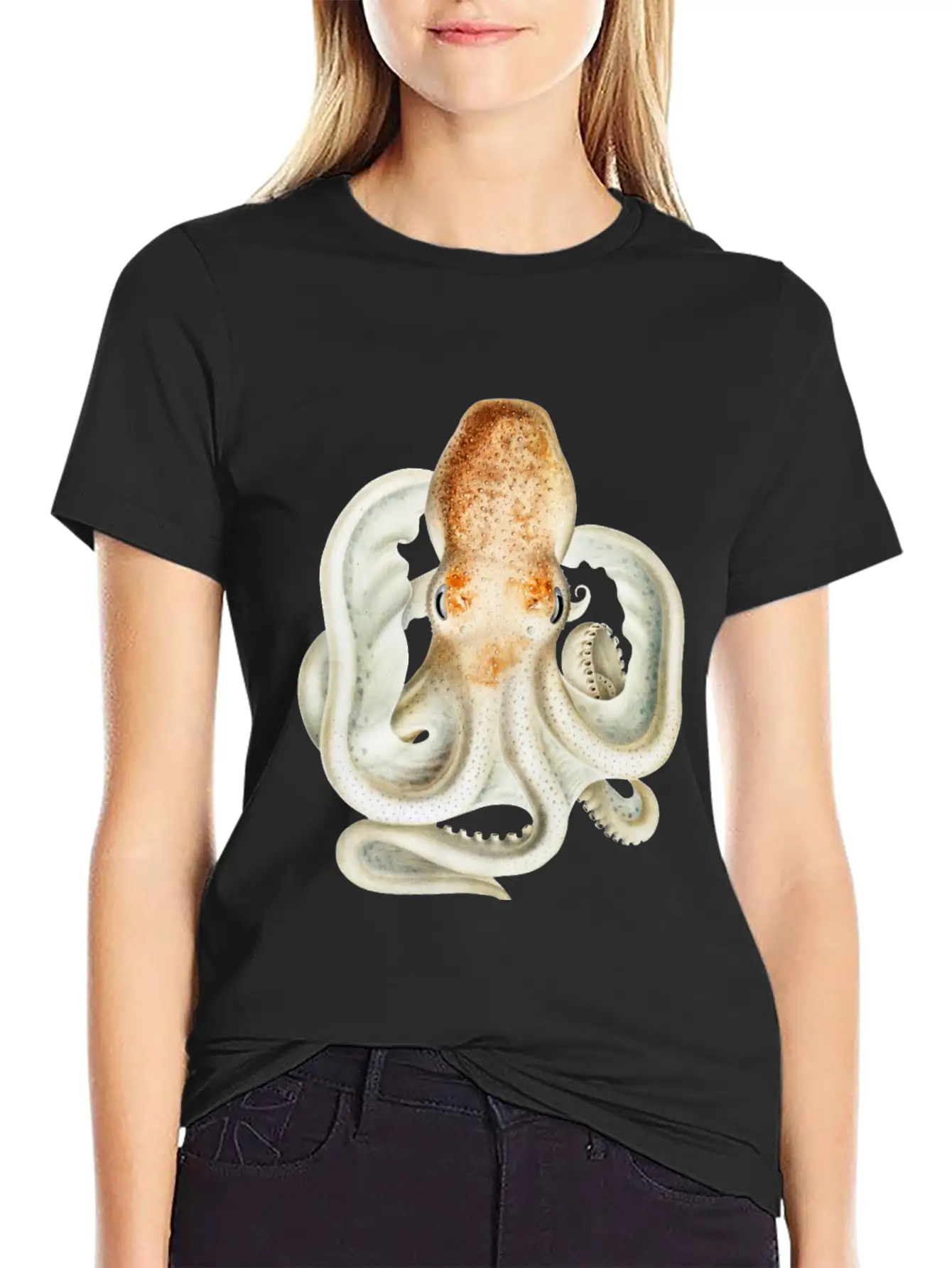 Ghost Octopus Unisex Casual T-Shirt – Clean Design For Daily Comfort