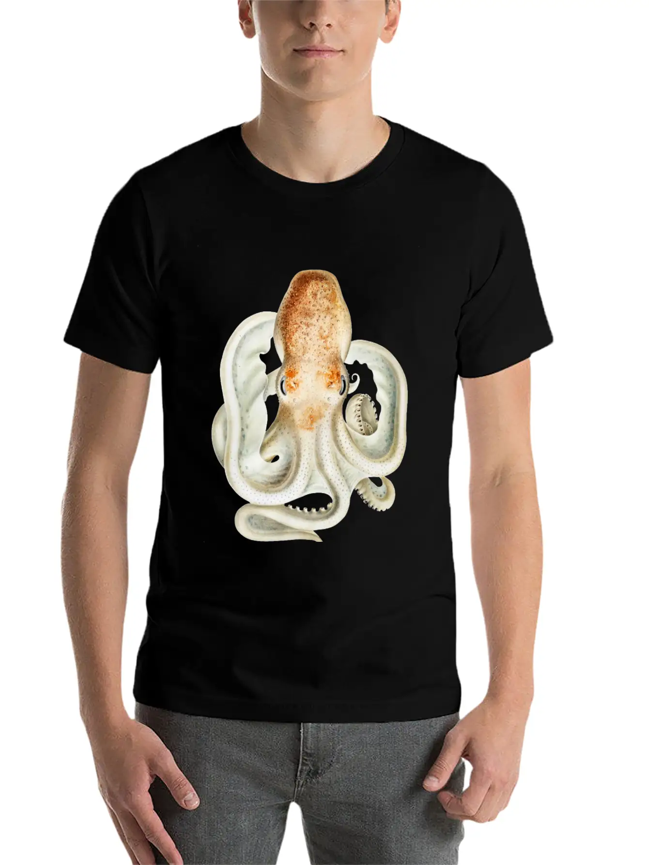 Ghost Octopus Unisex Casual T-Shirt – Clean Design For Daily Comfort