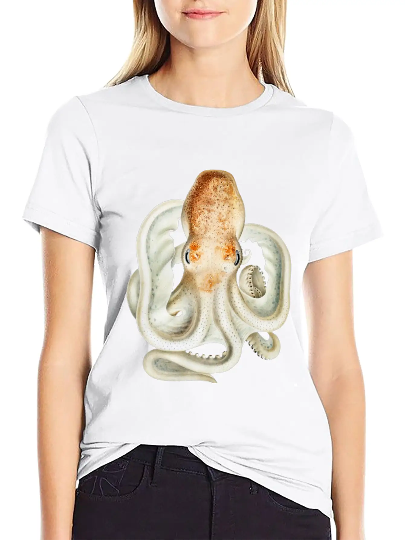 Ghost Octopus Unisex Casual T-Shirt – Clean Design For Daily Comfort