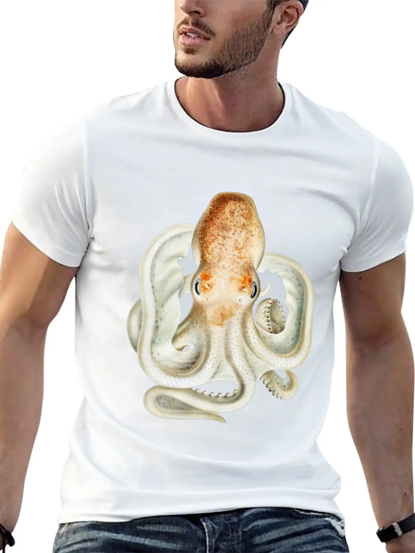Ghost Octopus Unisex Casual T-Shirt – Clean Design For Daily Comfort