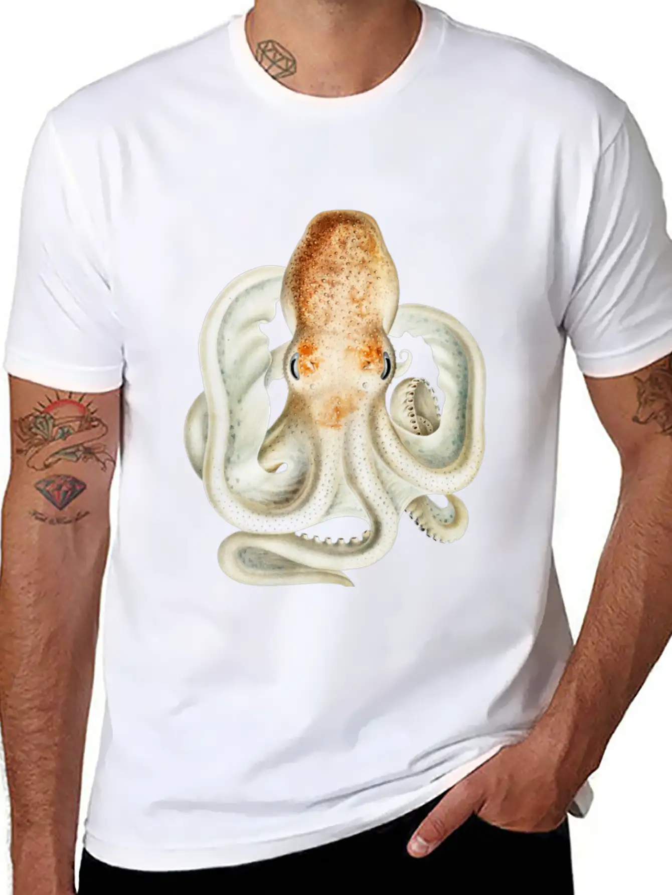 Ghost Octopus Unisex Casual T-Shirt – Clean Design For Daily Comfort