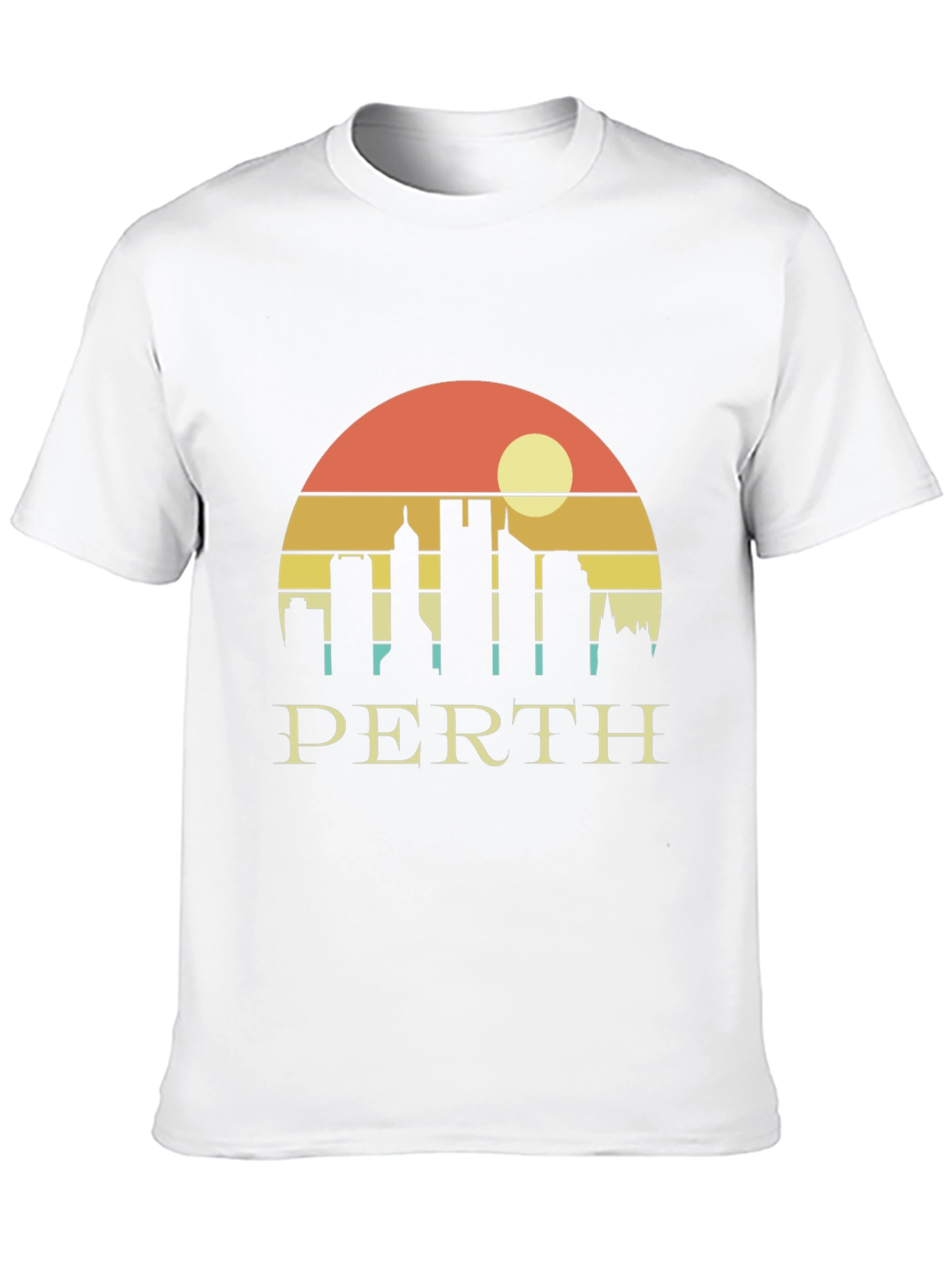 Perth Skyline Graphic Tee - Retro Sunset Black T-Shirt