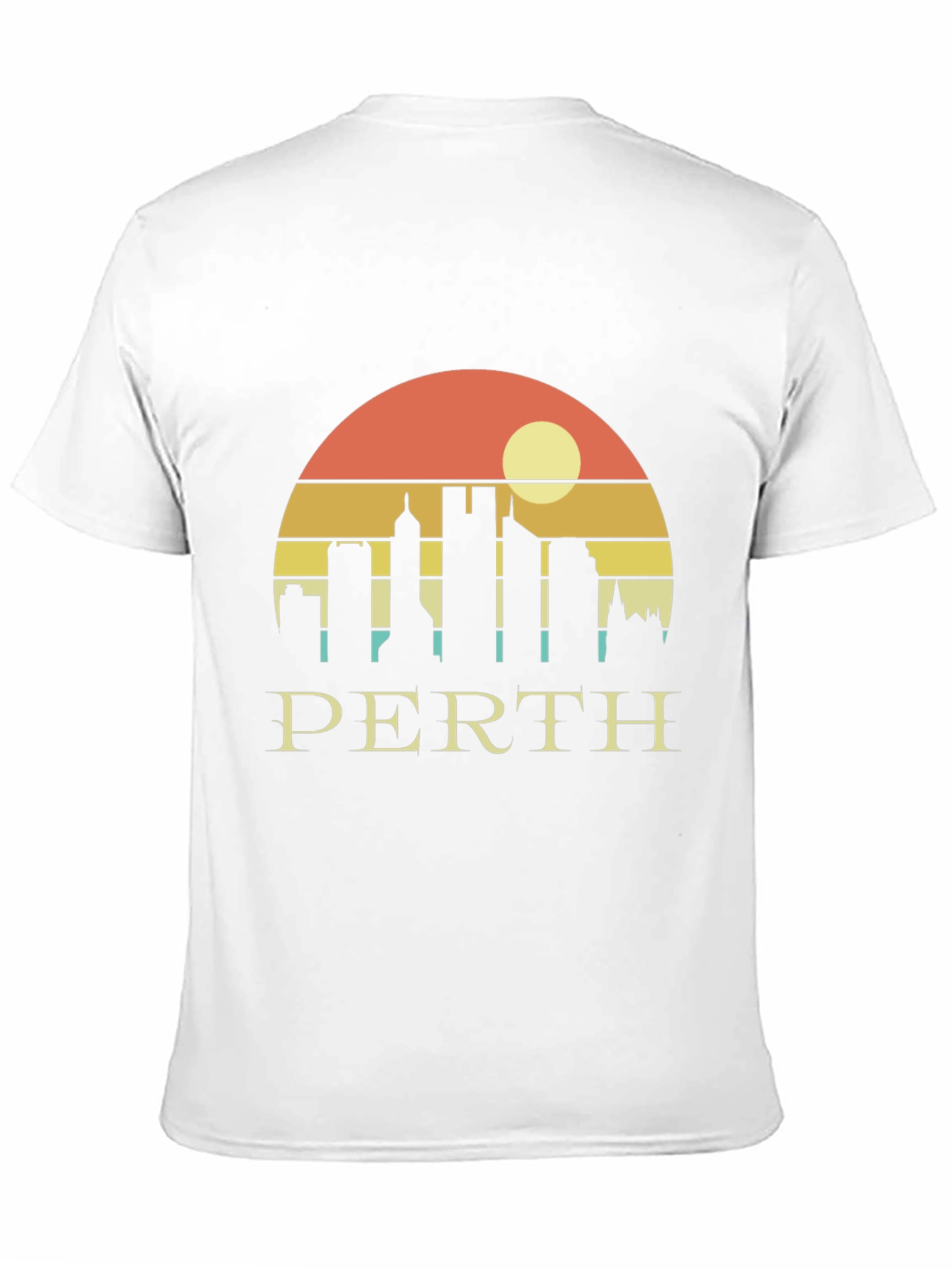 Perth Skyline Graphic Tee - Retro Sunset Black T-Shirt