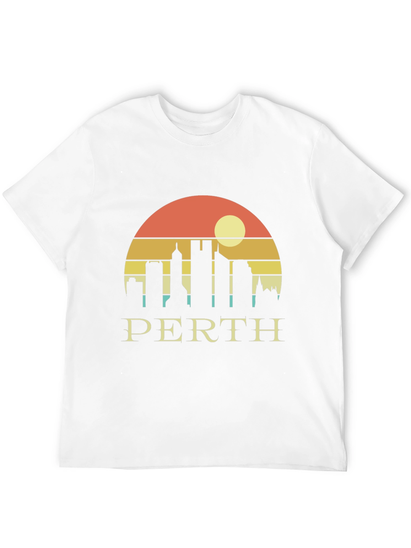 Perth Skyline Graphic Tee - Retro Sunset Black T-Shirt