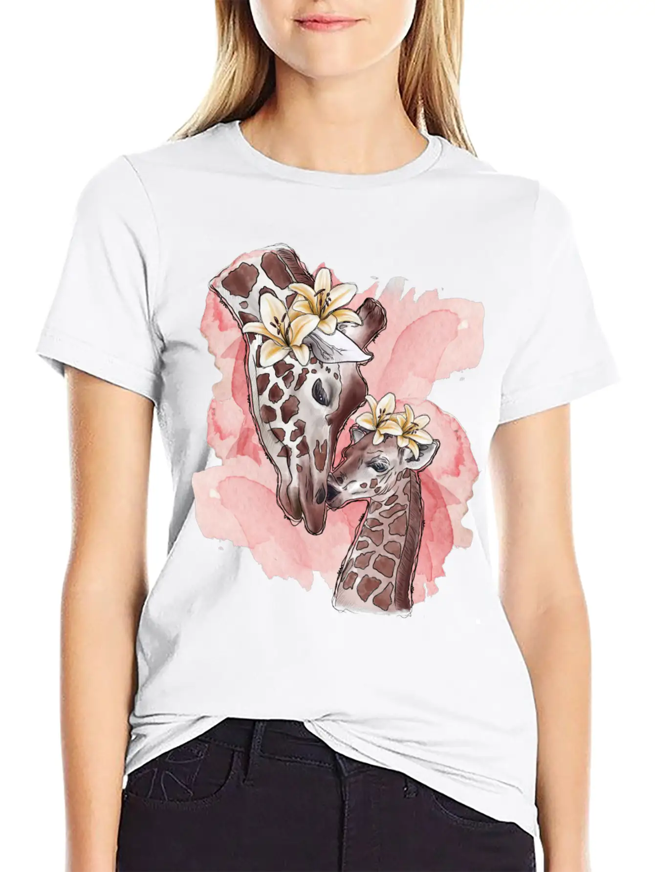 Giraffe Mama Unisex Casual T-Shirt – Clean Design For Daily Comfort