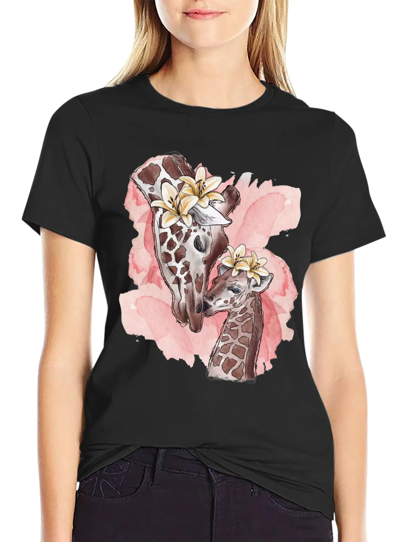Giraffe Mama Unisex Casual T-Shirt – Clean Design For Daily Comfort