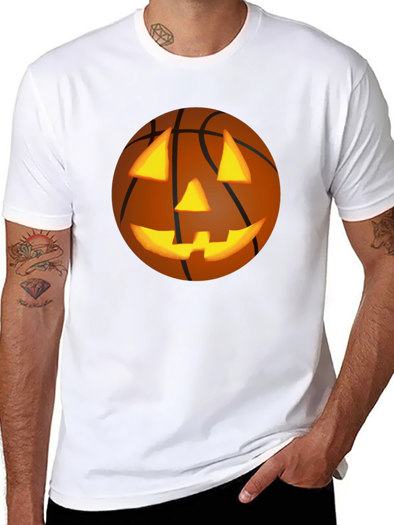 Halloween Basketball Jack-O-Lantern T-Shirt