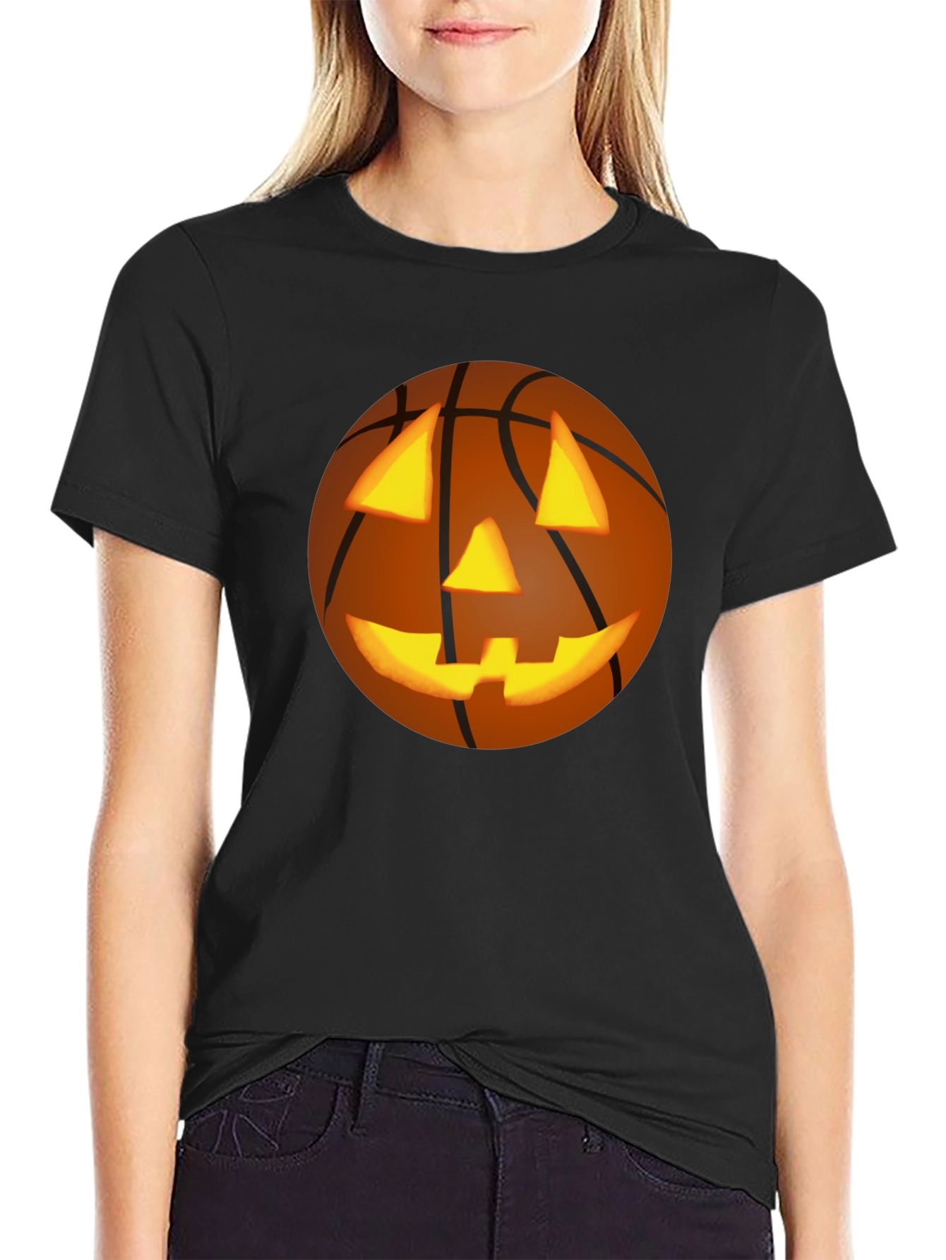 Halloween Basketball Jack-O-Lantern T-Shirt